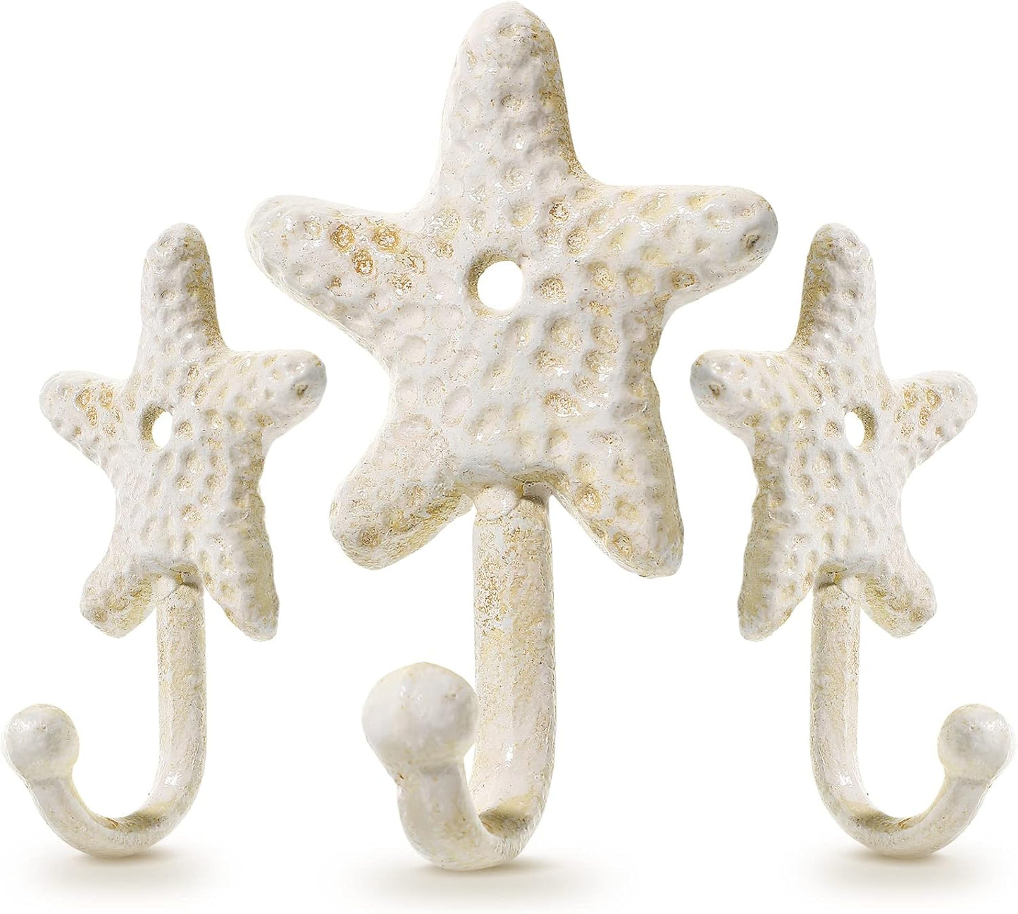 Cabilock 3pcs Heavy Duty Antique Star Towel Hooks - Decorative Wall Mounted Robe Hook Hat Rack for Bathroom and Kitchen