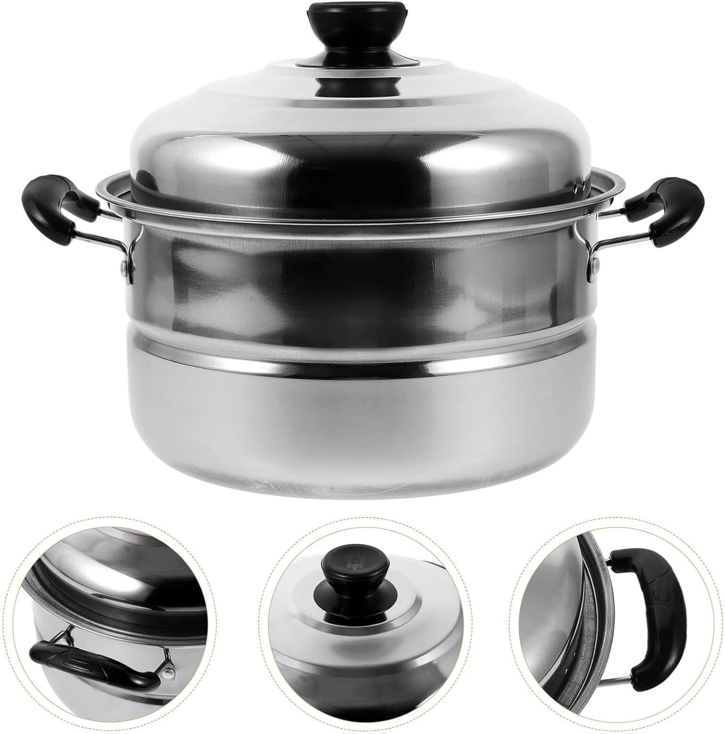 Cabilock Stainless Steel Stock Pot with Steamer Insert Pans and Lid - Kitchen Steaming Cookware
