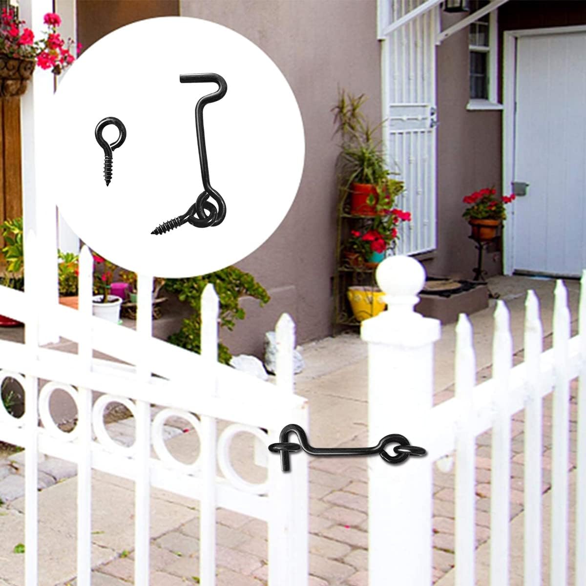 Carbon Steel Swivel Window Latch Hook Set with Mounting Screws - 2 Inch Door Hook Latch for Gate, Cabin, and Eye Latch - Pack of 5