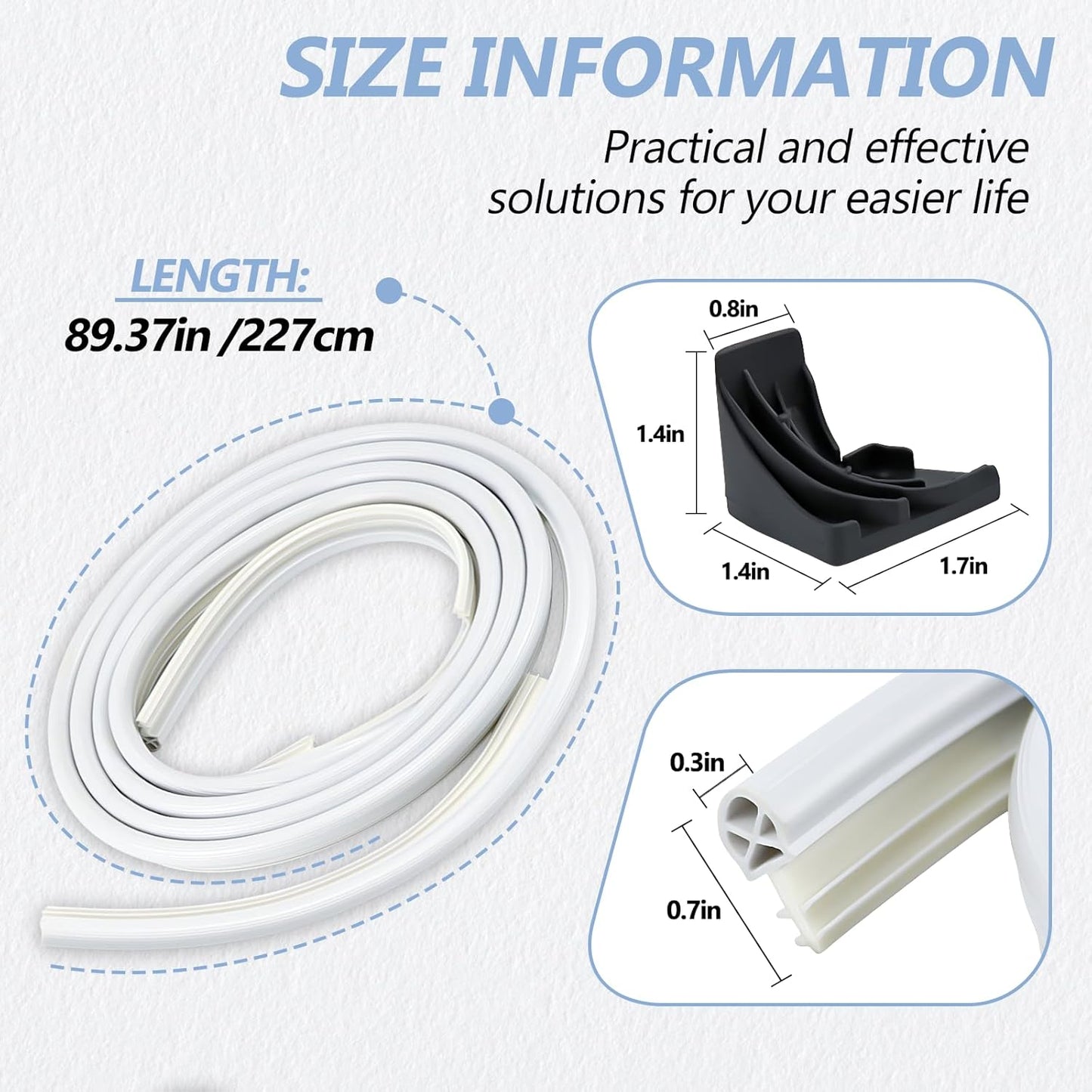 Cenipar WD08X10057 Dishwasher Door Gasket Seal Kit for G-E Dishwasher with WD8X227 WD8X228 Corner Gaskets - Replaces PS263963 PS263964