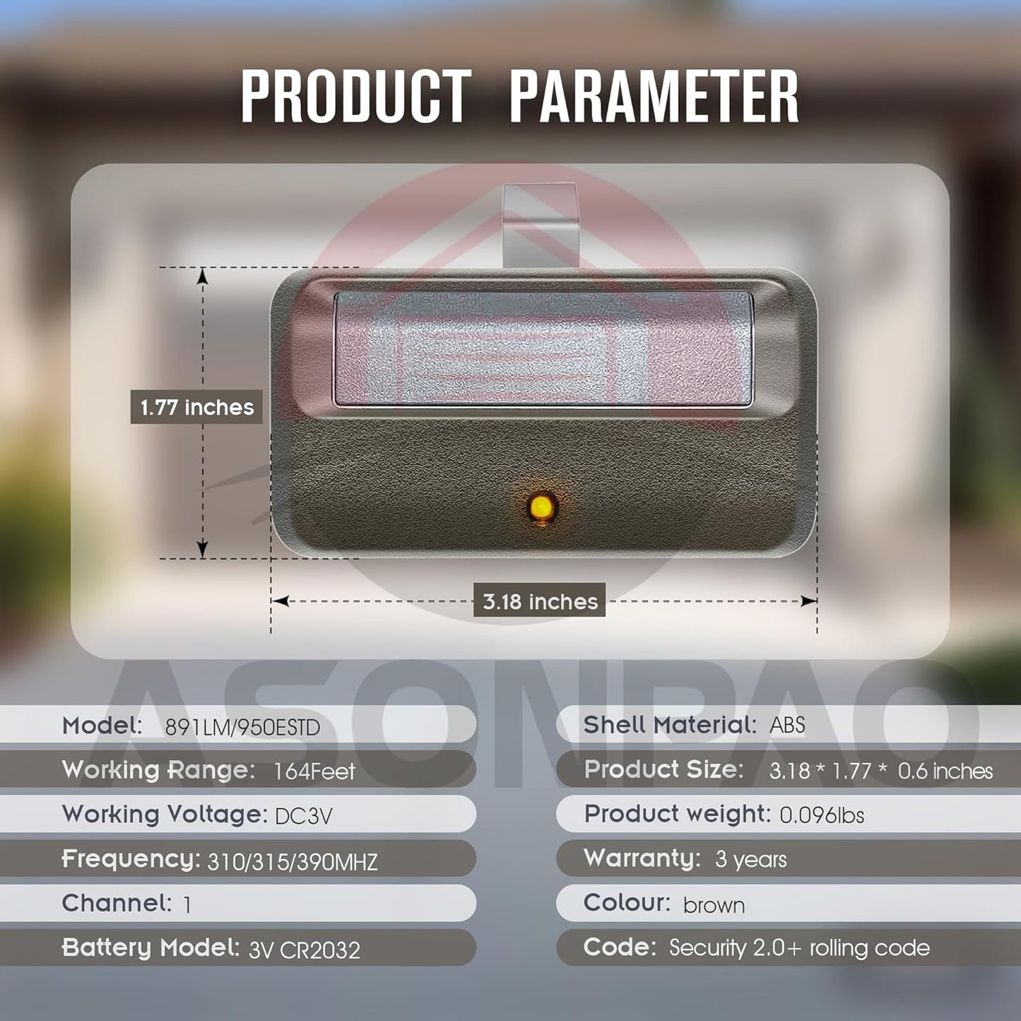 Chamberlain LiftMaster Garage Door Opener Remote 891LM 950ESTD, Security+ 2.0 MyQ, Yellow Learn Button, 2-Pack, 3-Year Warranty