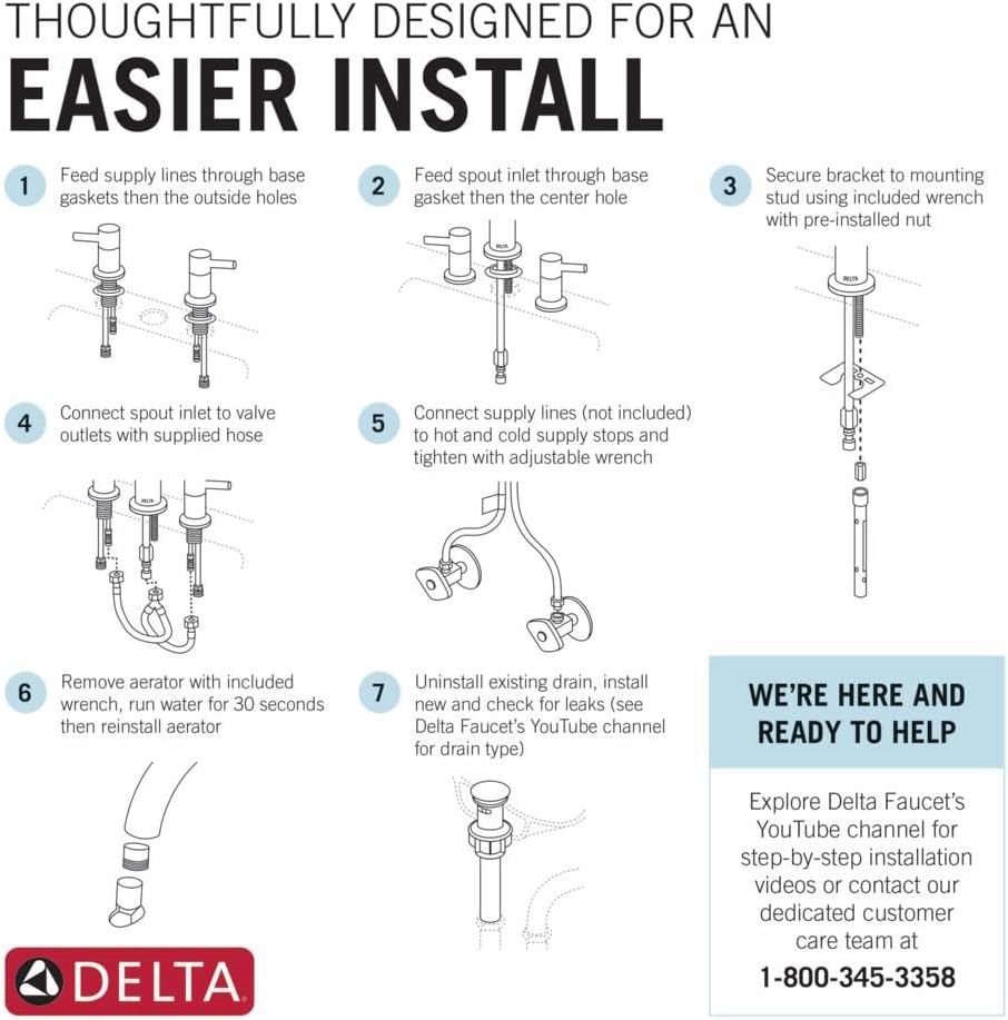 Champagne Bronze Delta Nicoli Widespread Bathroom Faucet with 2 Handles and Drain Assembly