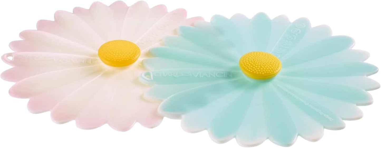 Charles Viancin Daisy Silicone Lid 11'' Airtight Seal for Food Storage and Cooking - Aqua Color - BPA-Free - Oven, Microwave, Freezer, Stovetop and Dishwasher Safe
