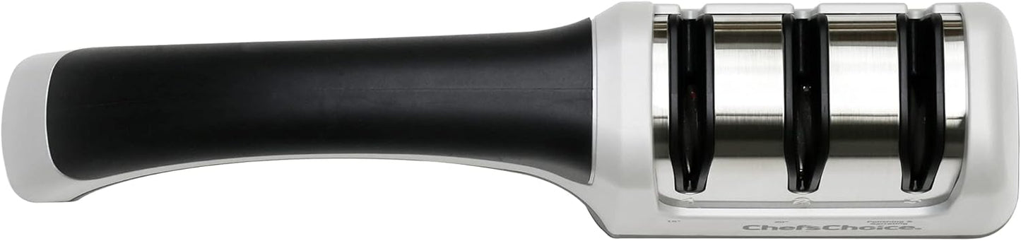 Chef'sChoice 4643 Manual Knife Sharpener: 2-Stage, 15 and 20-Degree Angles, Diamond Abrasives for Serrated and Straight Knives - Gray