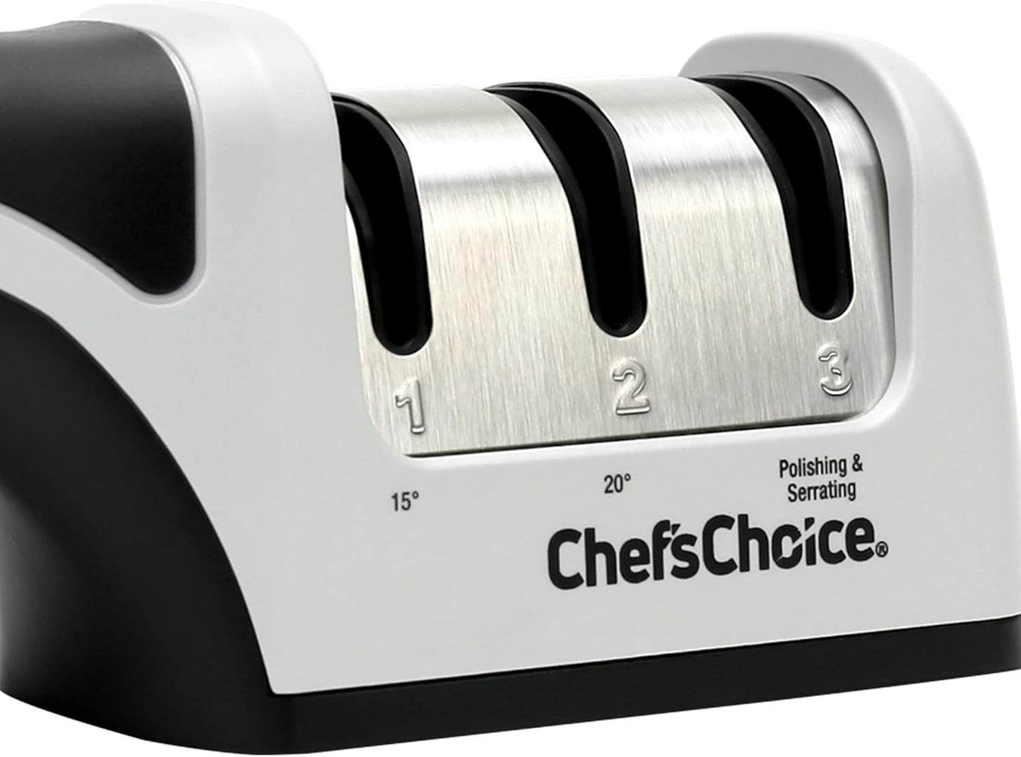 Chef'sChoice 4643 Manual Knife Sharpener: 2-Stage, 15 and 20-Degree Angles, Diamond Abrasives for Serrated and Straight Knives - Gray