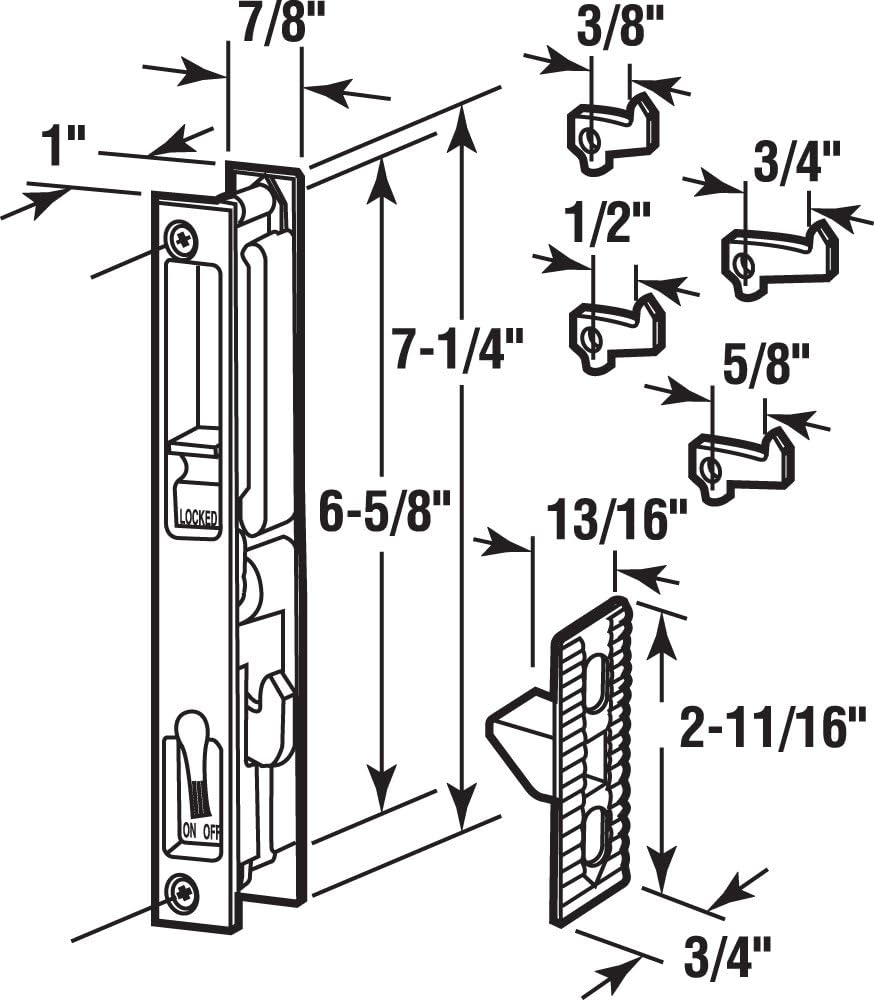 Chrome Diecast Non-Keyed Patio Sliding Door Handle Set for 1-1/8 In. Thick Doors - Prime-Line C 1045 (Single Pack)