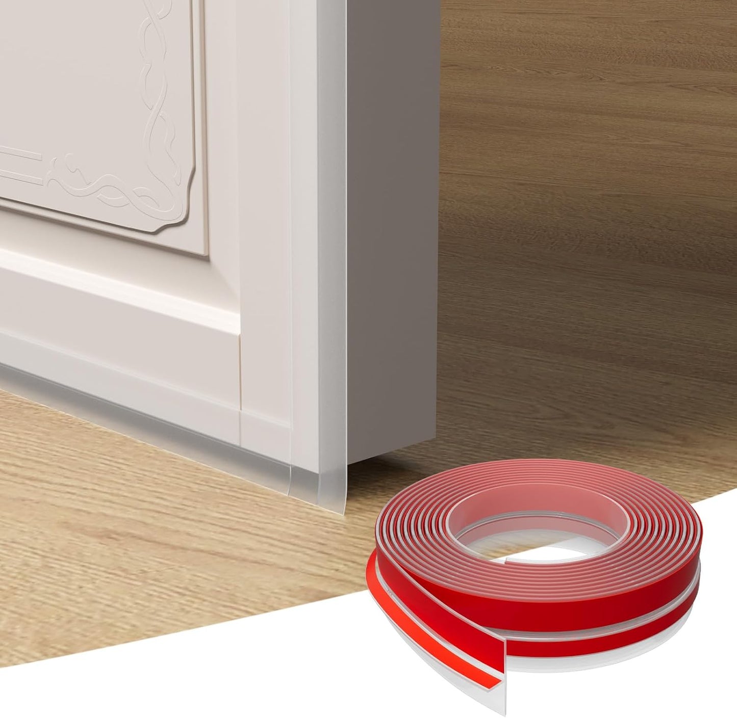 Clear Silicone Door Draft Stopper Seal Strip - 1.37" x 20ft Weather Stripping for Doors & Windows - T-Shaped Shower Door Sweep