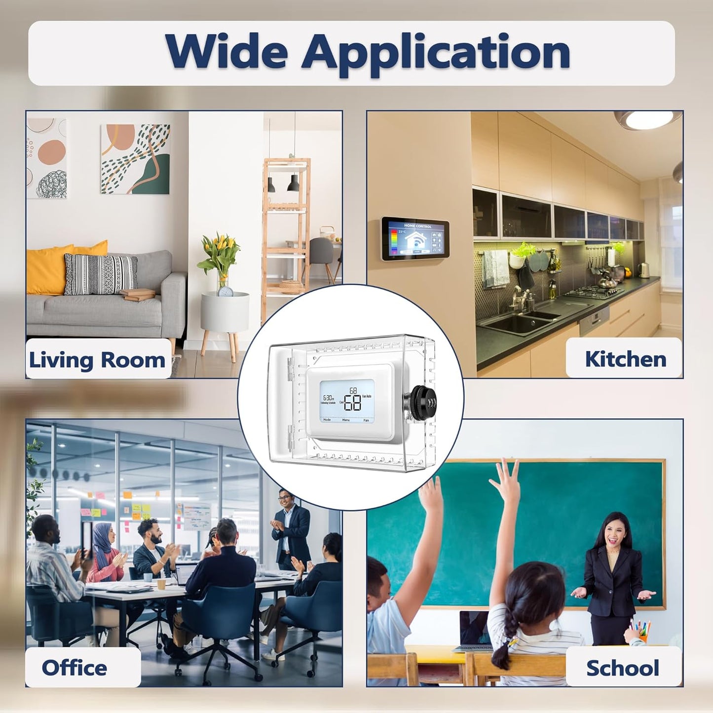 Clear Thermostat Lock Box with Combination Lock - Fits Thermostats 5"H x 6" W or Smaller - Wall-Mounted AC Cover Guard