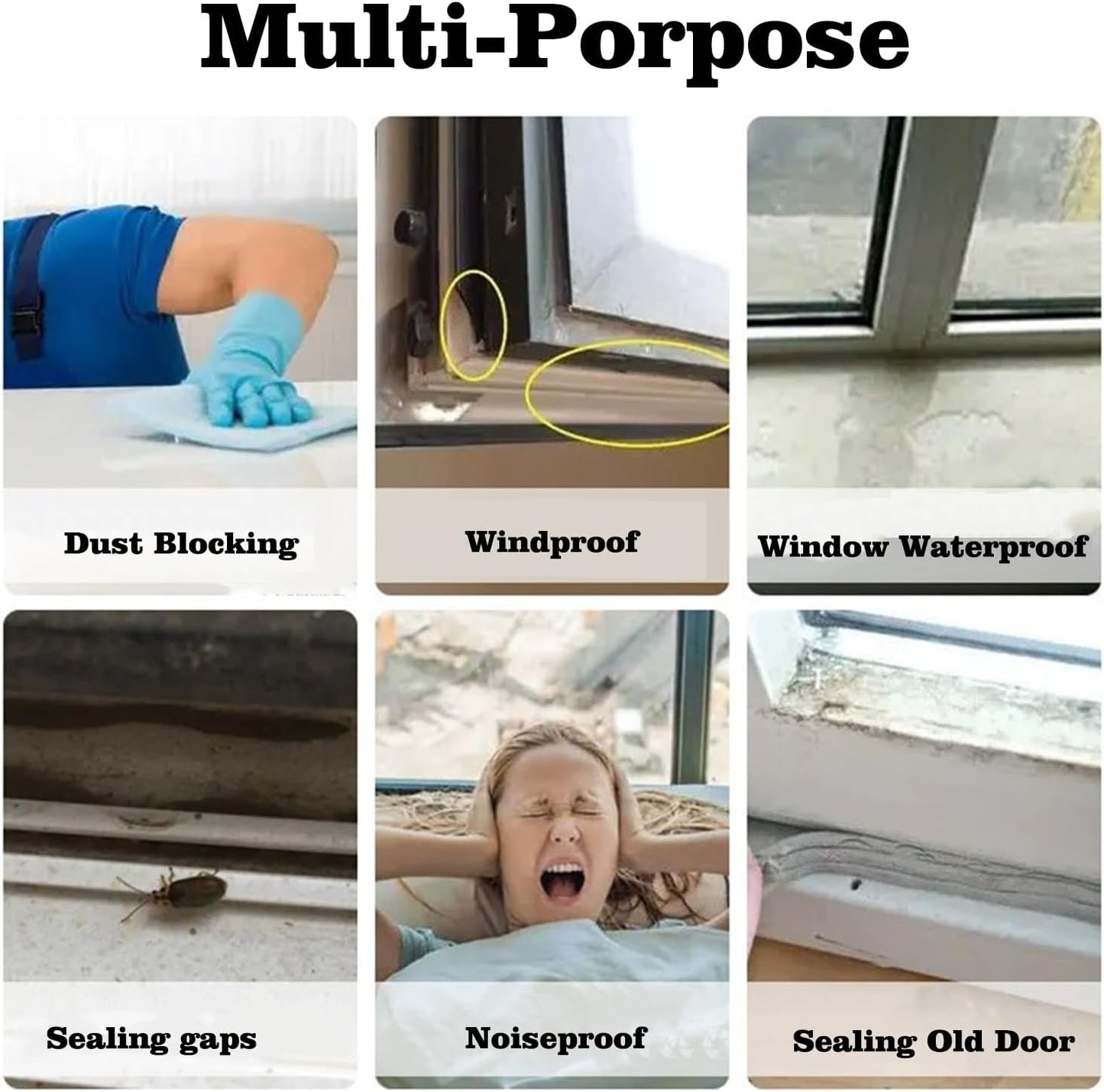 Clear Weather Stripping Tape for Doors and Windows - 2" x 33 FT Residue-Free Insulation Caulk Tape