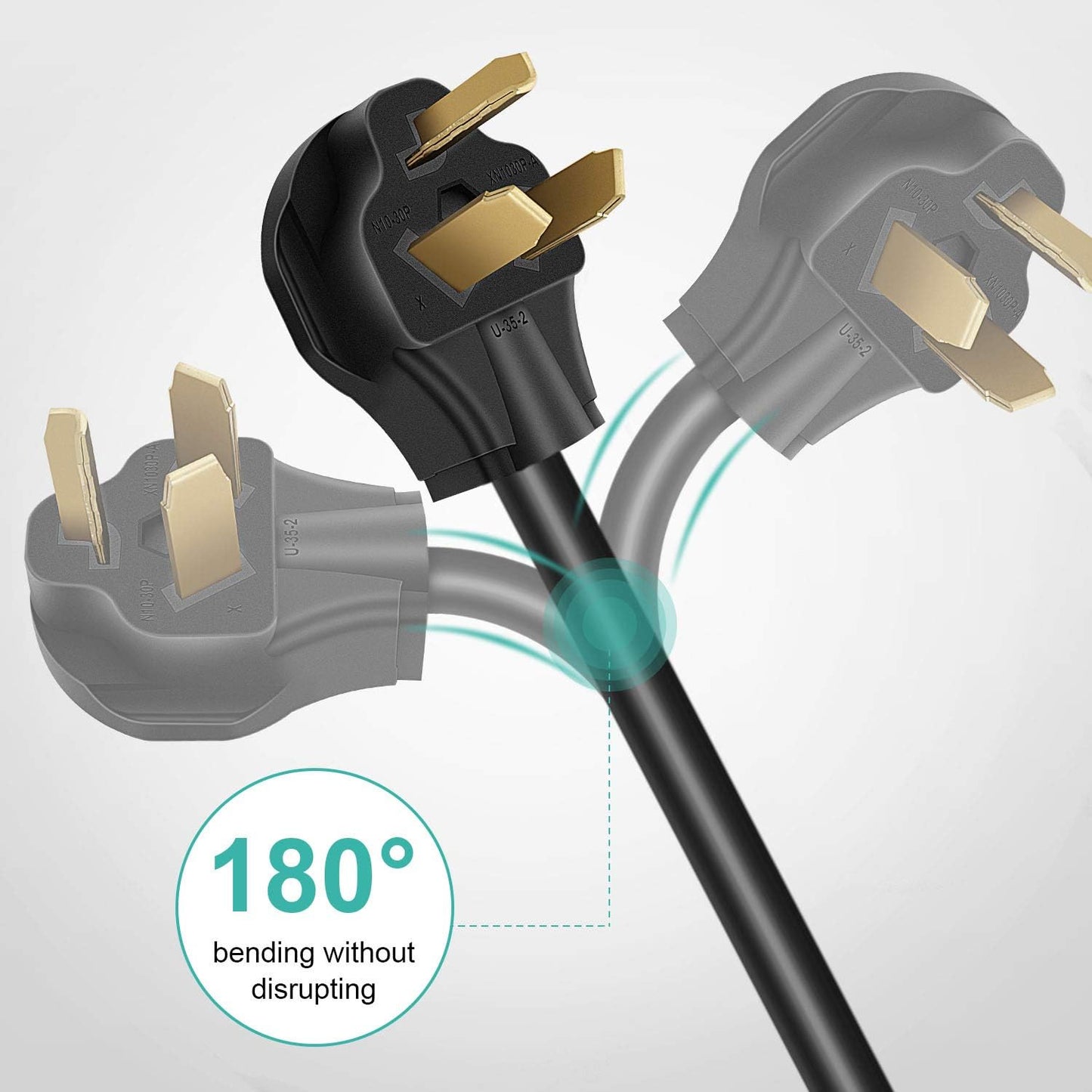 Cleyean Dryer Adapter Cord 3 Prong to 4 Prong 30Amp with External Green Ground Wire