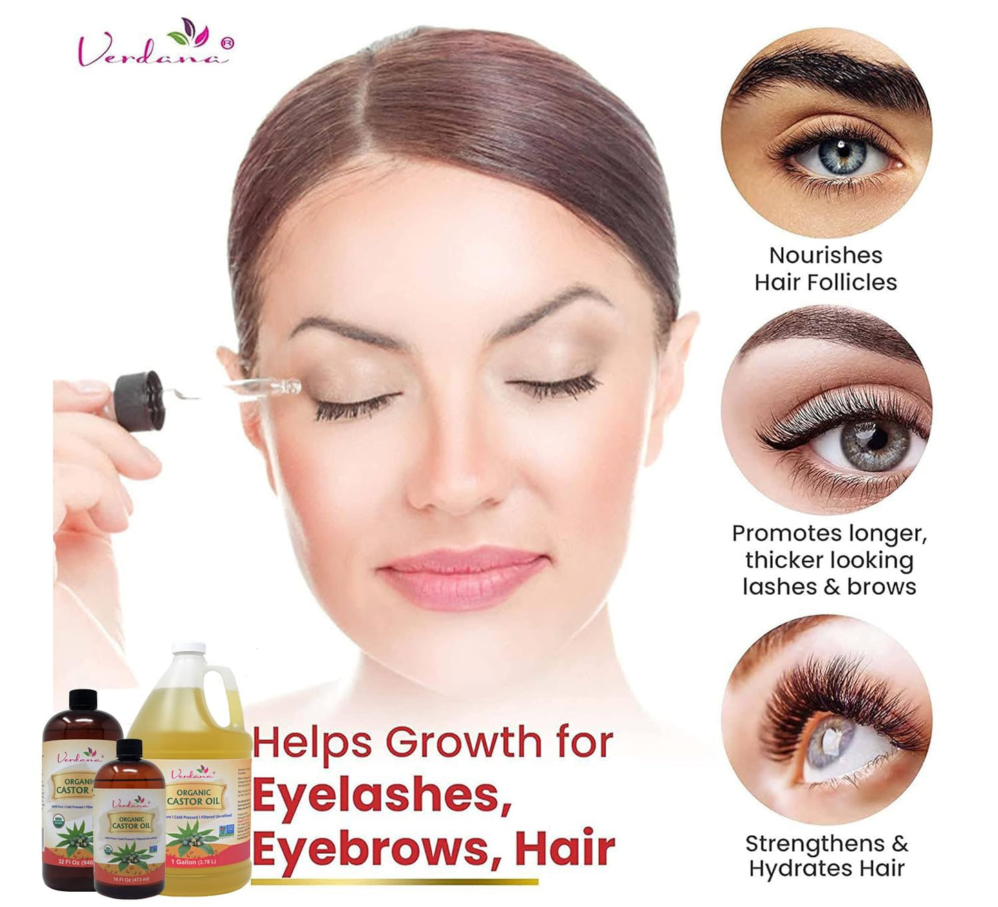 Cold Pressed Verdana Organic Castor Oil - 1 Gallon Bulk Size, Hexane Free - Ideal for Face, Hair, and Pack Wraps