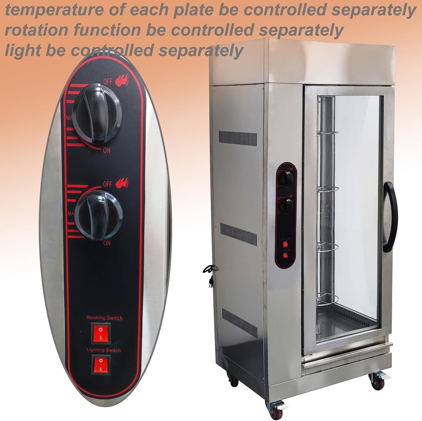 Commercial Gas Convection Toaster Oven with Automatic Rotary Grill & Air Fryer - 4 Layer Stainless Steel