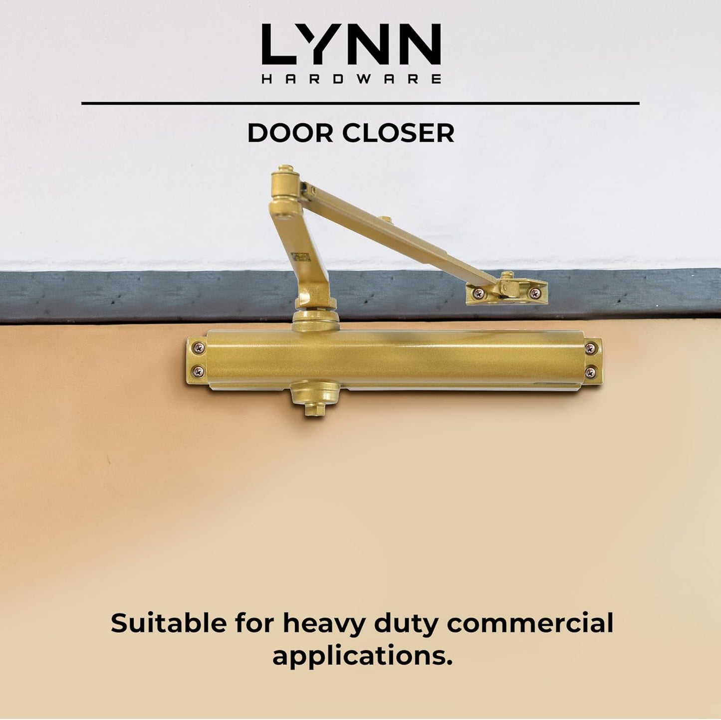 Commercial Grade Heavy Duty Surface-Mounted Automatic Door Closer - Size 1-6, Brass/Gold Finish