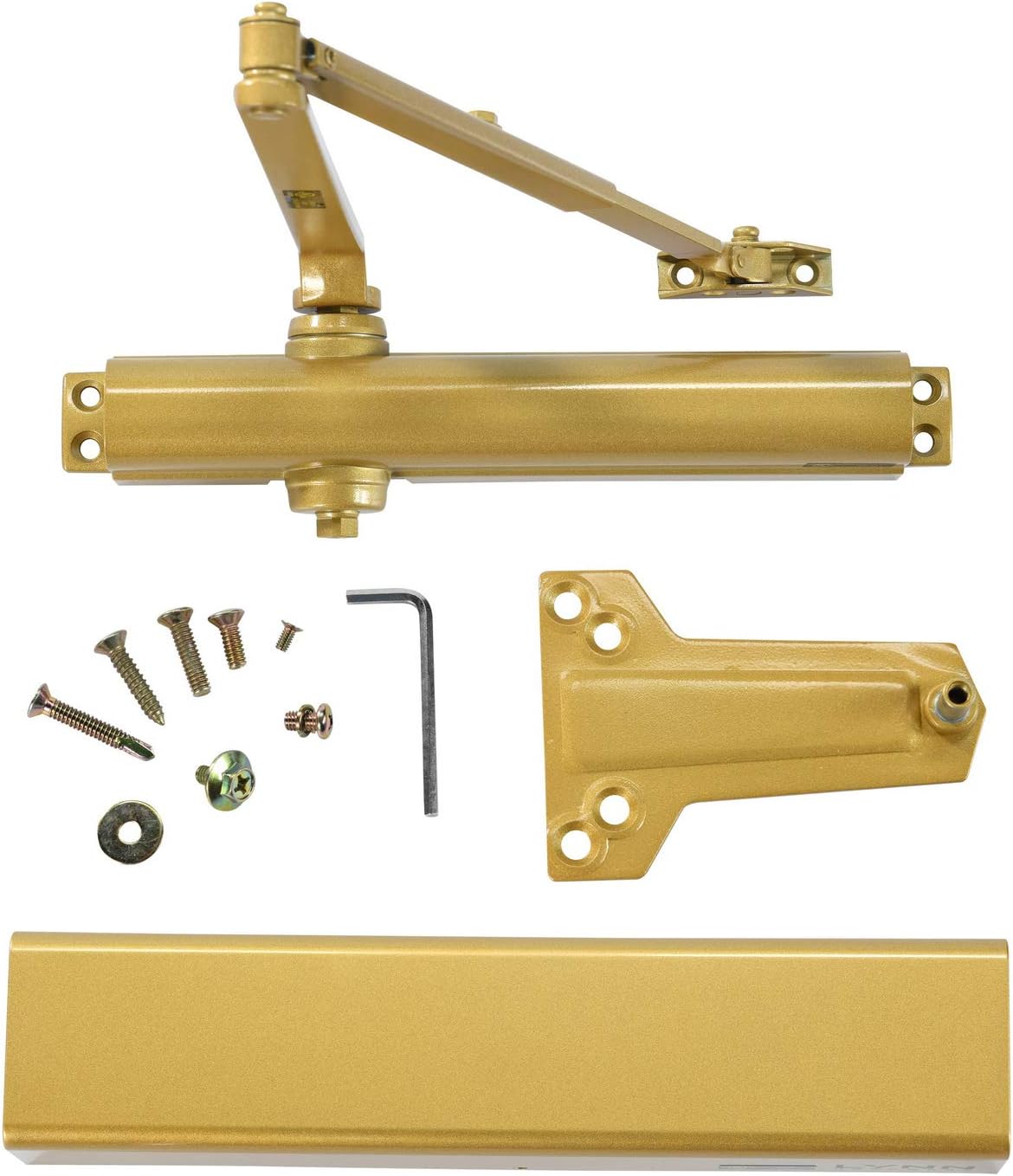 Commercial Grade Heavy Duty Surface-Mounted Automatic Door Closer - Size 1-6, Brass/Gold Finish
