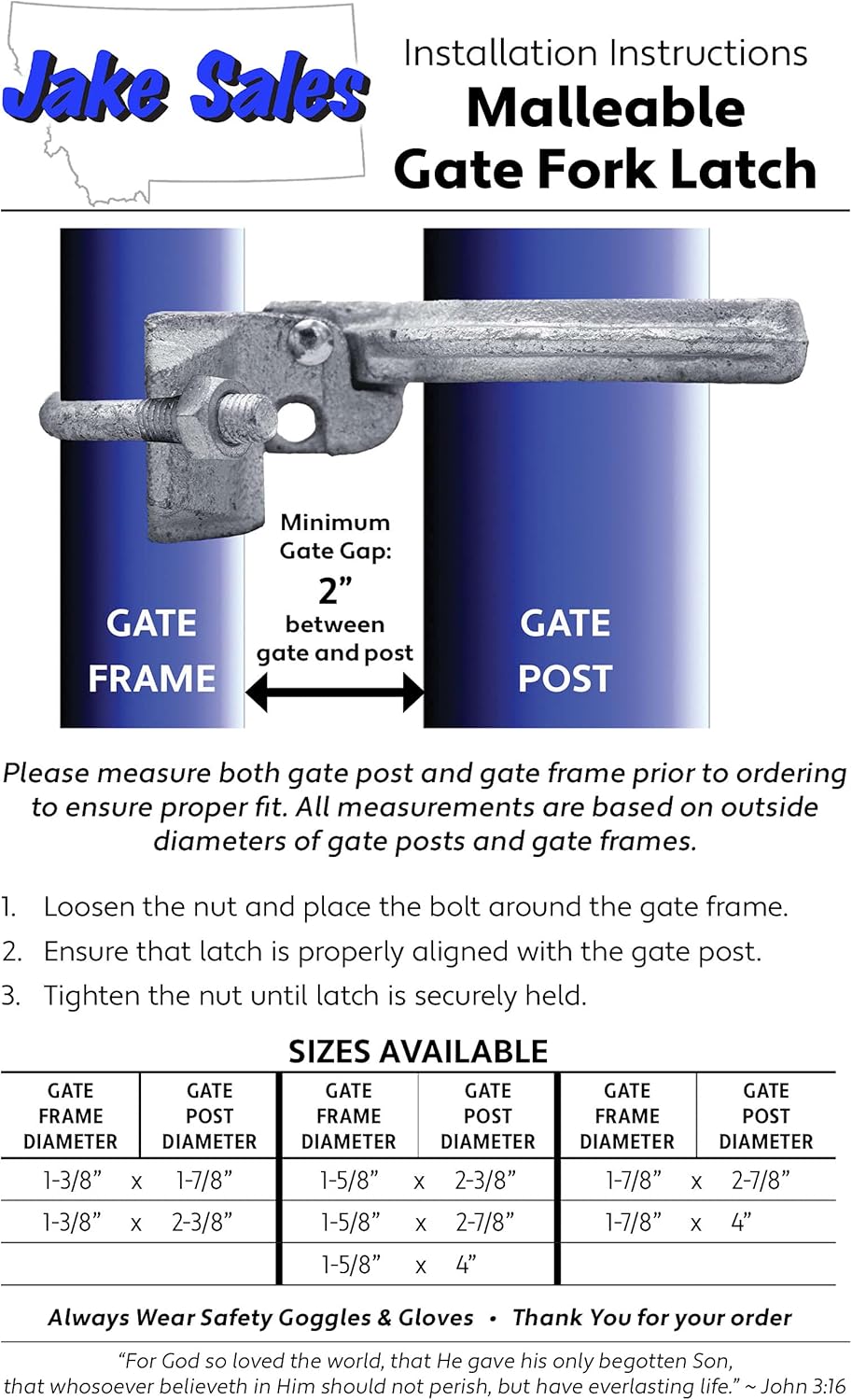 Commercial Heavy Duty Galvanized Chain Link Fence Gate Fork Latch with Padlock Hole - 1-5/8" x 4" Malleable Gate Latch