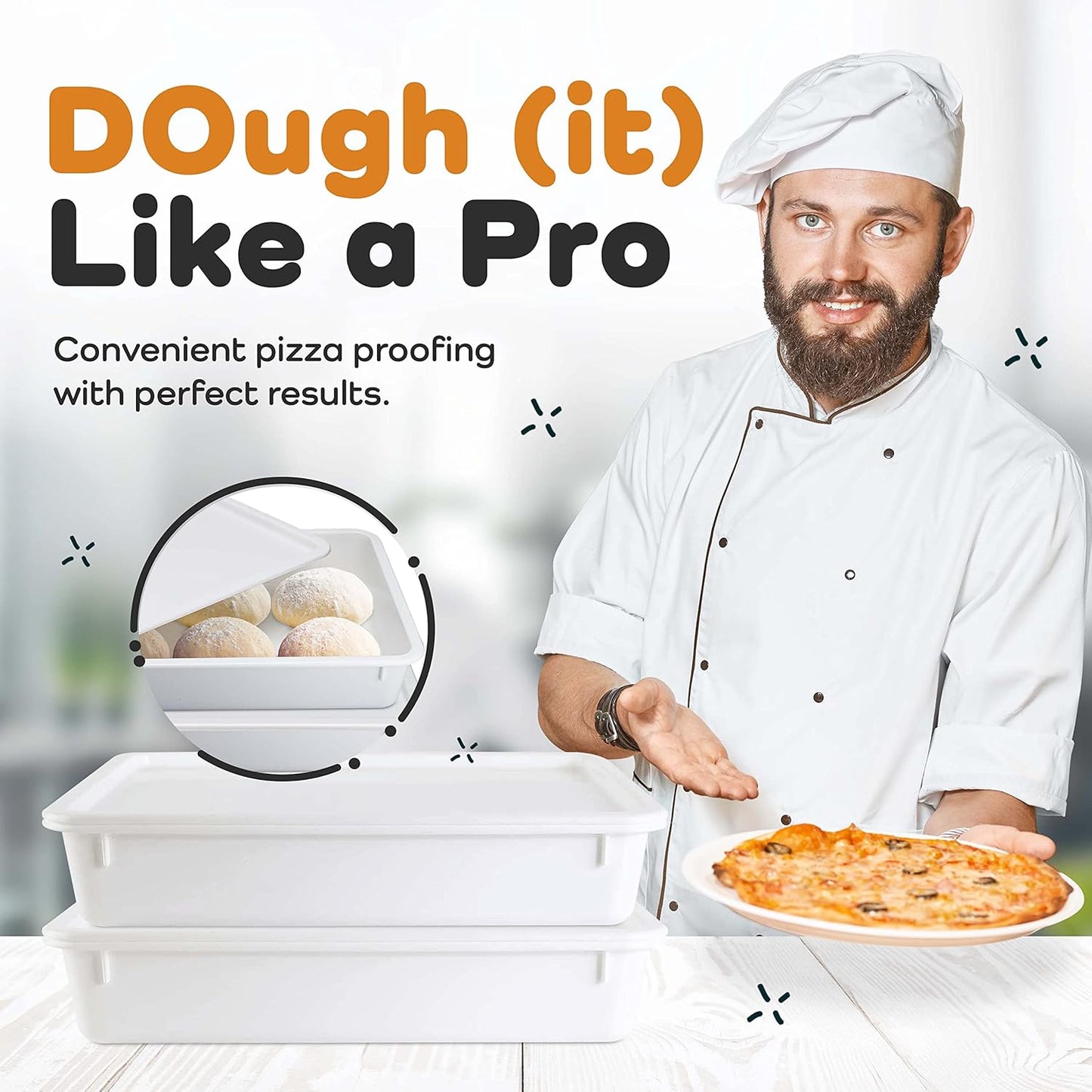 Commercial Quality Stackable Pizza Dough Proofing Box with 2 Trays and Covers - 17.25 x 13 Inches