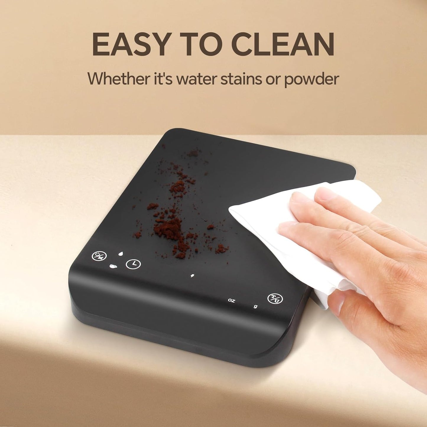 Compact Coffee Scale with Timer 3kg/0.1g - Accurate Rechargeable Espresso Scale for Pour-Over, French Press - Automatic Timing