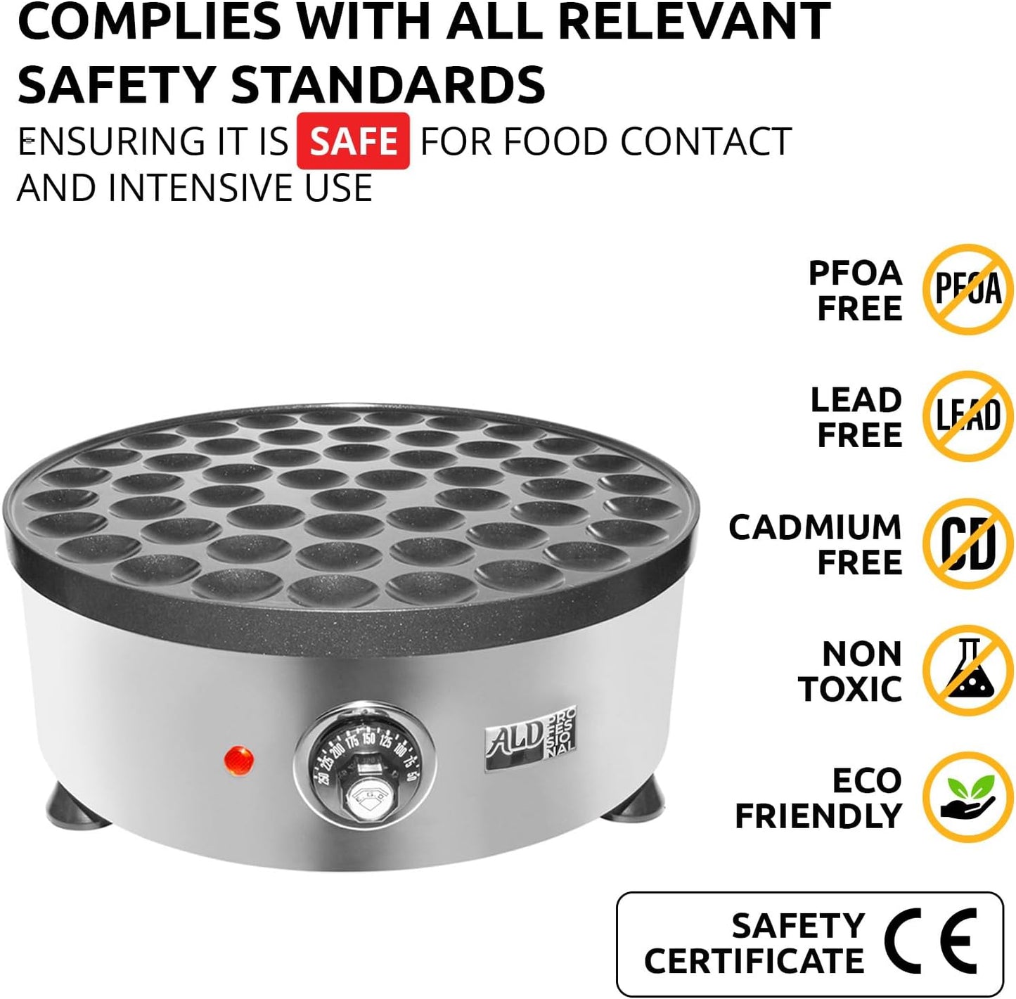 Compact Electric Poffertjes Iron | Mini Dutch Pancake Maker | Nonstick 110V | 50 Round Pancakes