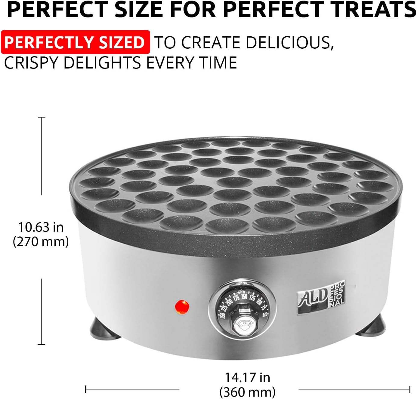 Compact Electric Poffertjes Iron | Mini Dutch Pancake Maker | Nonstick 110V | 50 Round Pancakes