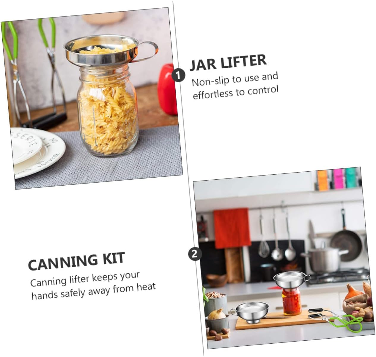 Complete Canning Supplies Set with Safe Lifter, Non-Slip Funnel, and Brush for Home Canning