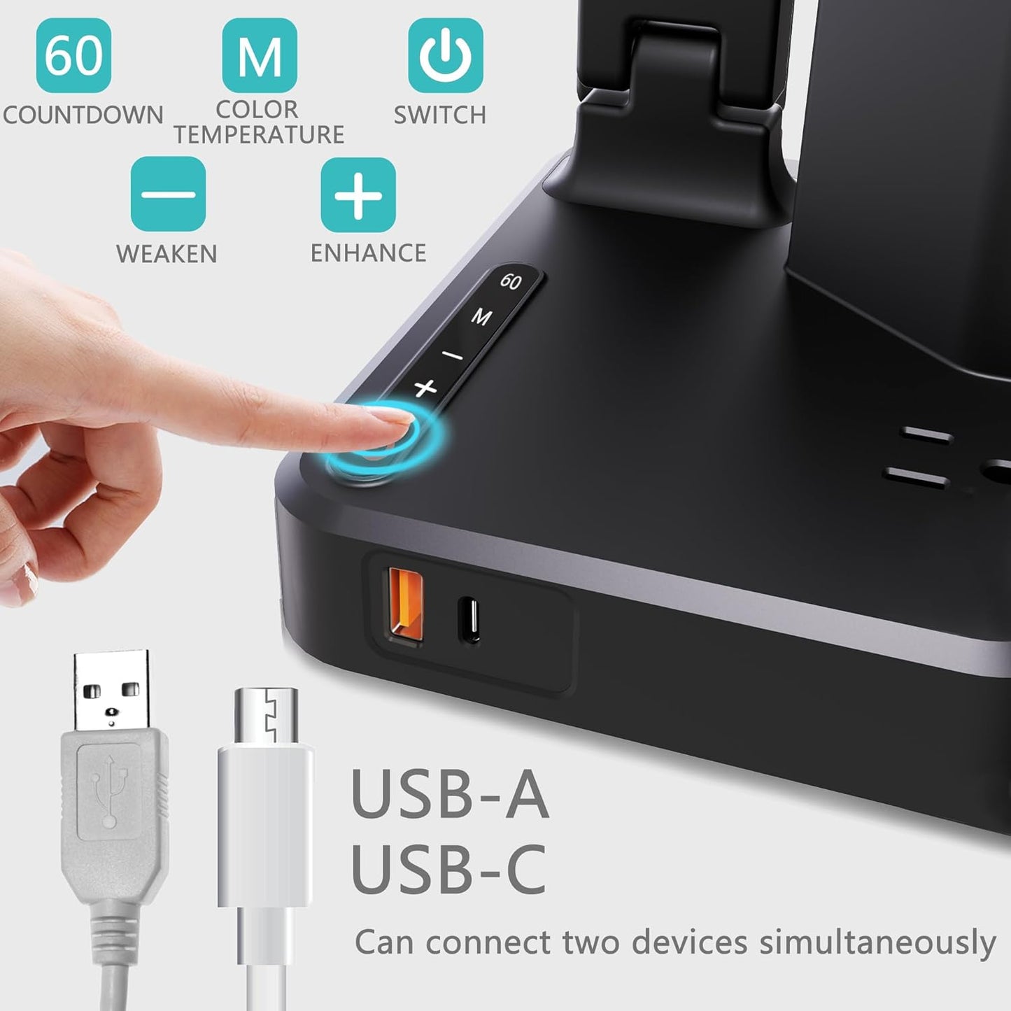 Cozoo Dimmable LED Desk Lamp with 3 USB Charging Ports, 2 Outlets, Pen Holders, 3 Color 3 Brightness Levels, Touch/Memory Function