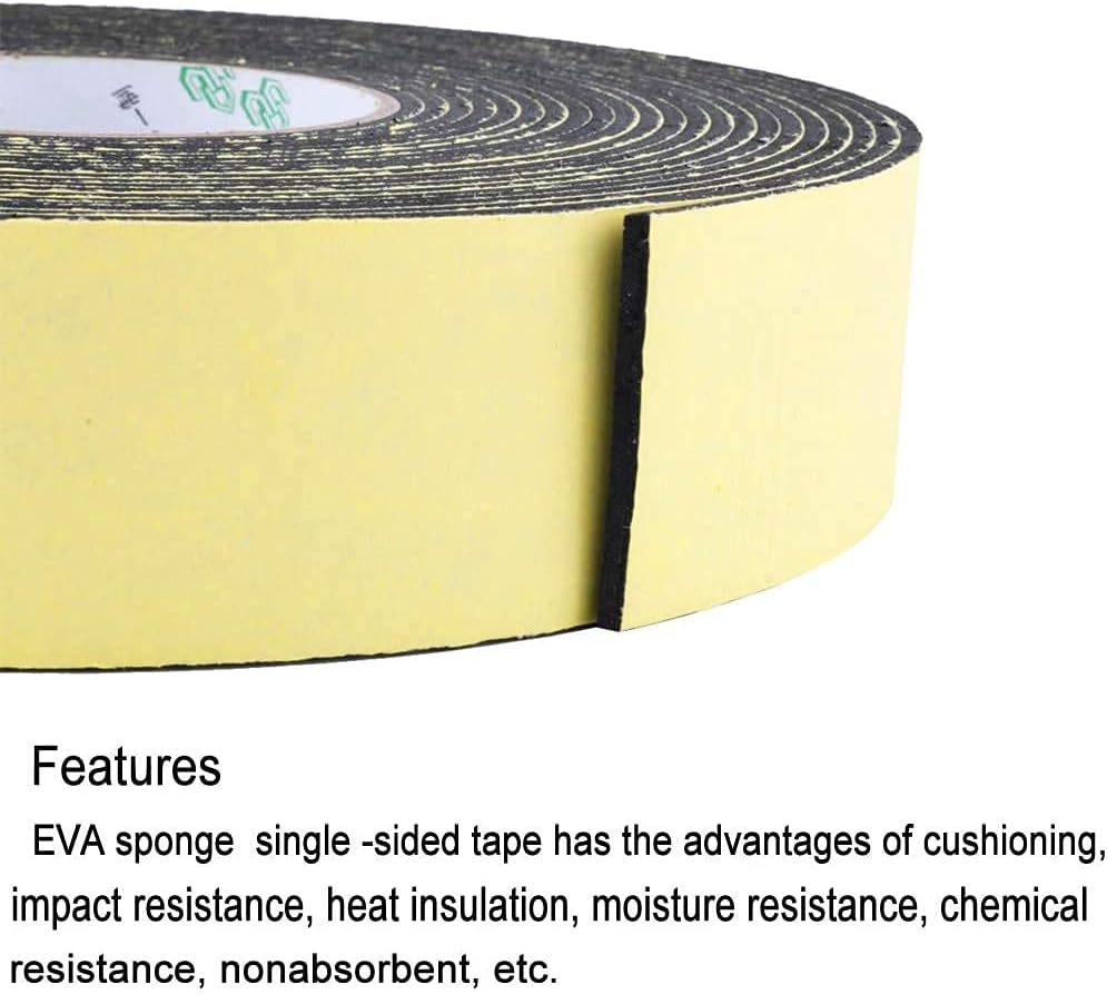Craft Foam Insulation Tape for Doors, Windows, Plumbing, HVAC, Pipes, AC - 66 Ft x 1/8" x 2.8" - Adhesive Seal Foam Tape