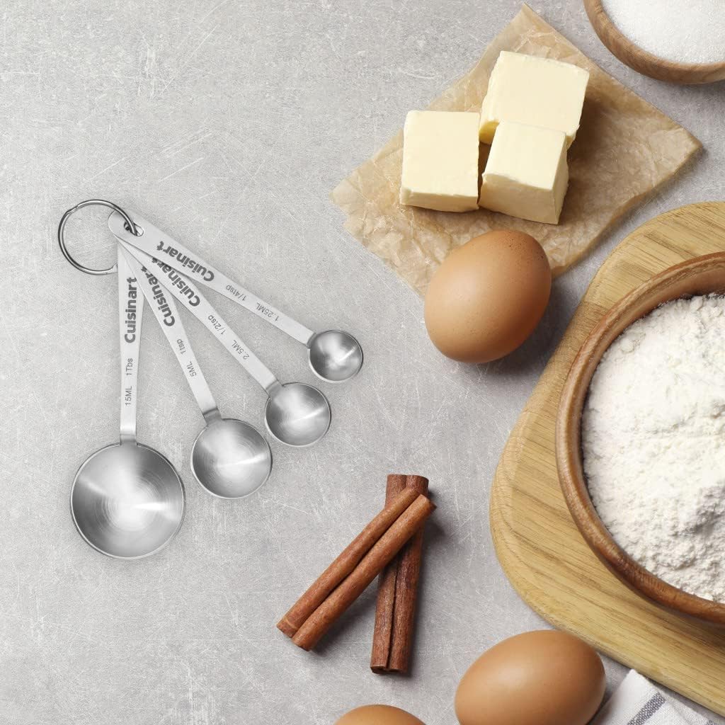 Cuisinart 3 Quart Fondue Pot for Chocolate, Cheese, Broth, Oil, Stainless Steel with Stainless Steel Measuring Spoons, Set of 4