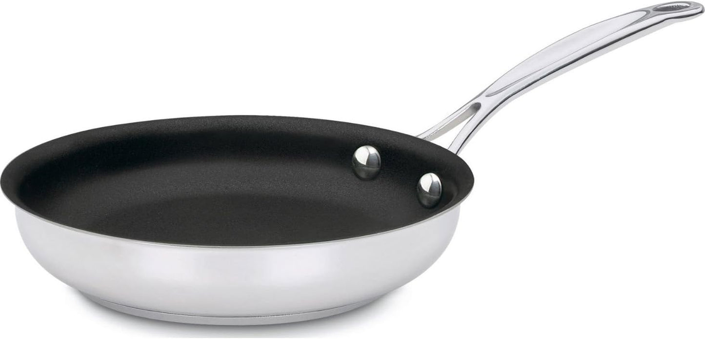 Cuisinart 722-18NS Chef's Classic Stainless Nonstick 7-Inch Open Skillet - Silver, Nonstick Pan for Cooking