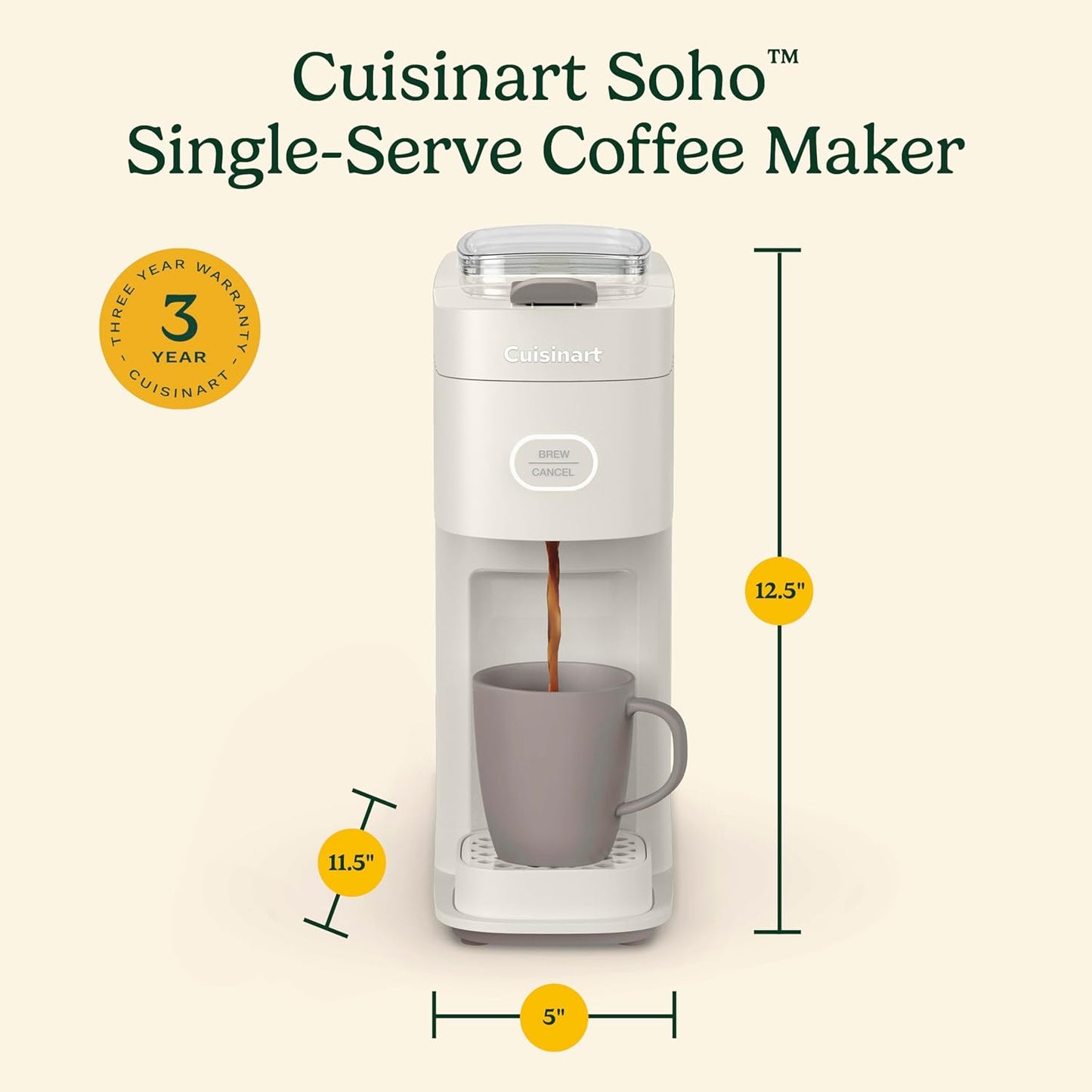 Cuisinart Soho Single-Serve Coffeemaker in Truffle Color SS-7TR