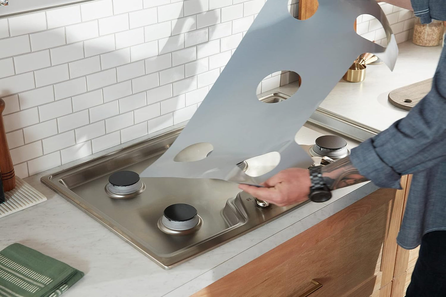 Custom Designed StoveGuard USA-Made Gas Stove Top Cover for Lite LG Gas Range - Precision Cut Model LRGL5823S