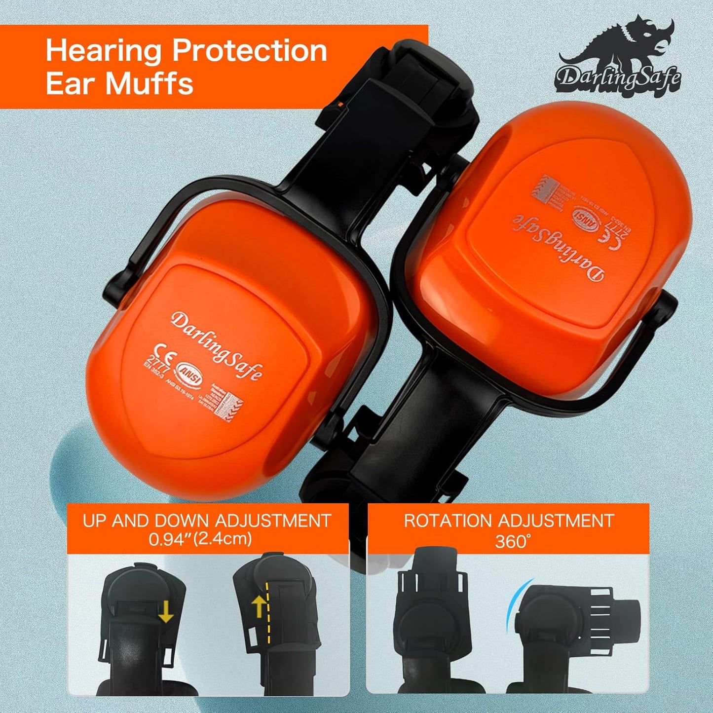 DarlingSafe Vented Safety Helmet with Visor, Ear Muffs, ANSI Z89.1 - Outdoor Work Hard Hat for Construction