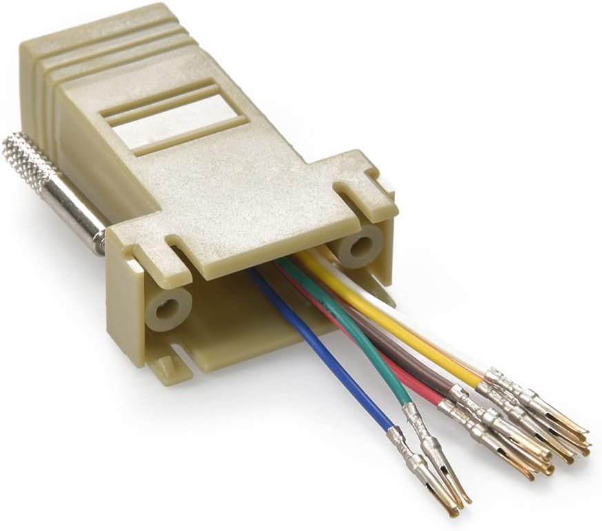 DB9 Female to RJ45 Modular Adapter - Ivory Finish for Easy Installation