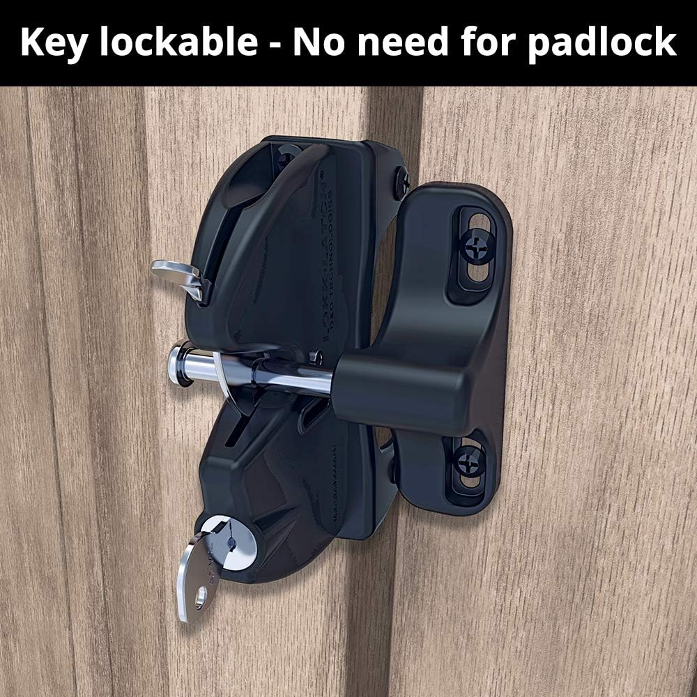 D&D Technologies LokkLatch: Key-Lockable Gravity Gate Latch for Metal, Wood, Vinyl Fences - Black