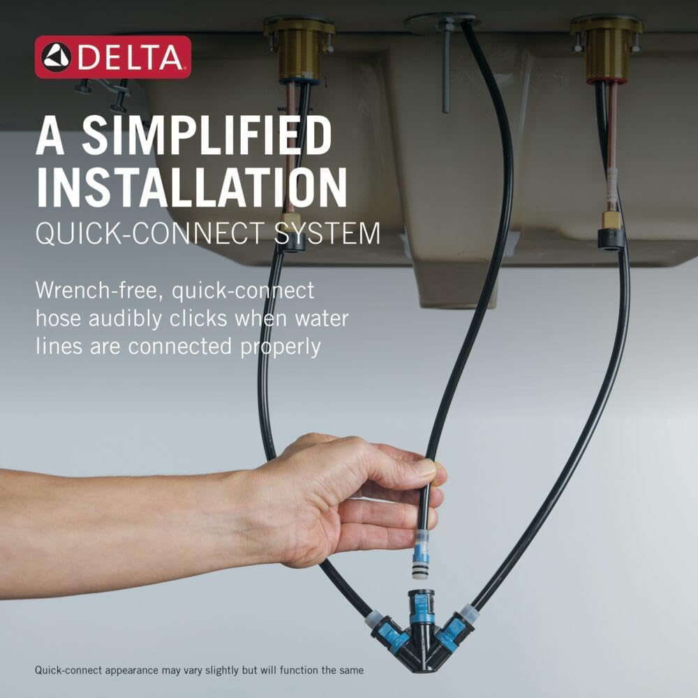 Delta Nicoli Matte Black Widespread Bathroom Faucet with 2 Handles and Drain Assembly