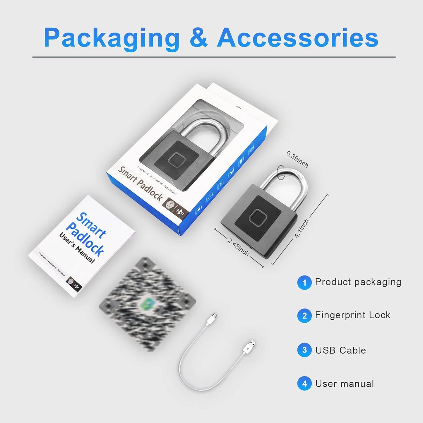 Dhiedas Large Outdoor Fingerprint Padlock with APP, Waterproof Design - Ideal for Gates, Warehouses, Offices, and More