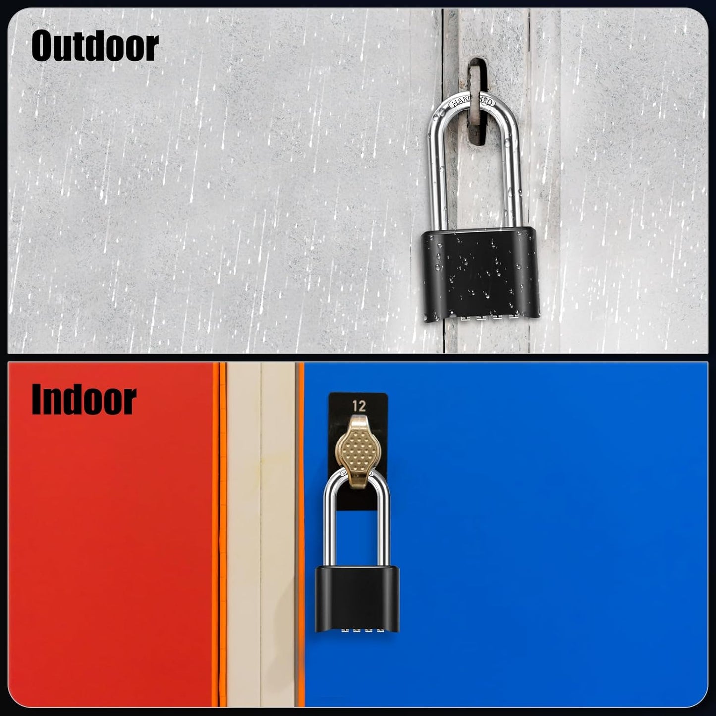 Diyife 2.5in Long Shackle Combination Lock with Hidden Password Design - Resettable High Security Padlock for Outdoor Use at Home, School, Garage, Gate, Garden - WildKart