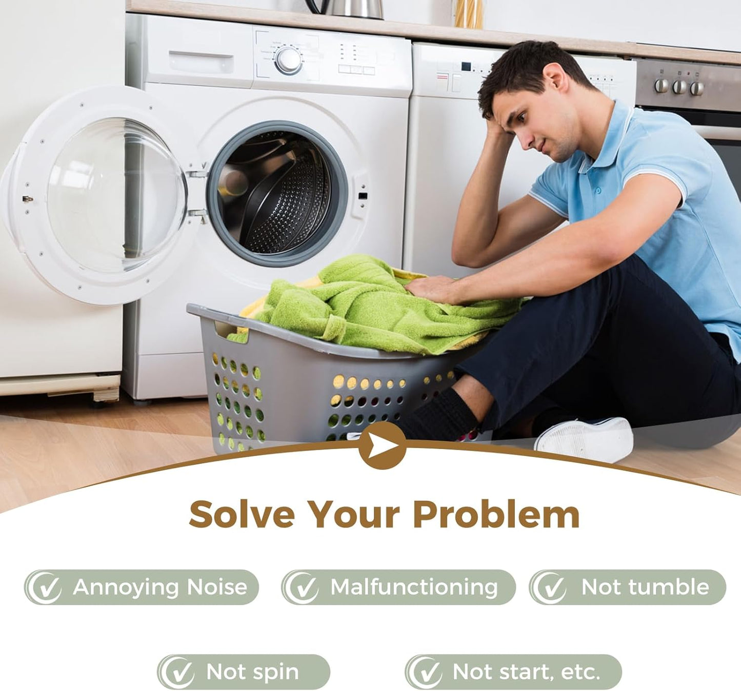 Dryer Repair Kit for Electrolux & Frigidaire - Includes Drum Support Rollers, Belt, and Idler Pulley - MOOTVGOO 134715900, 137315300, 134793500