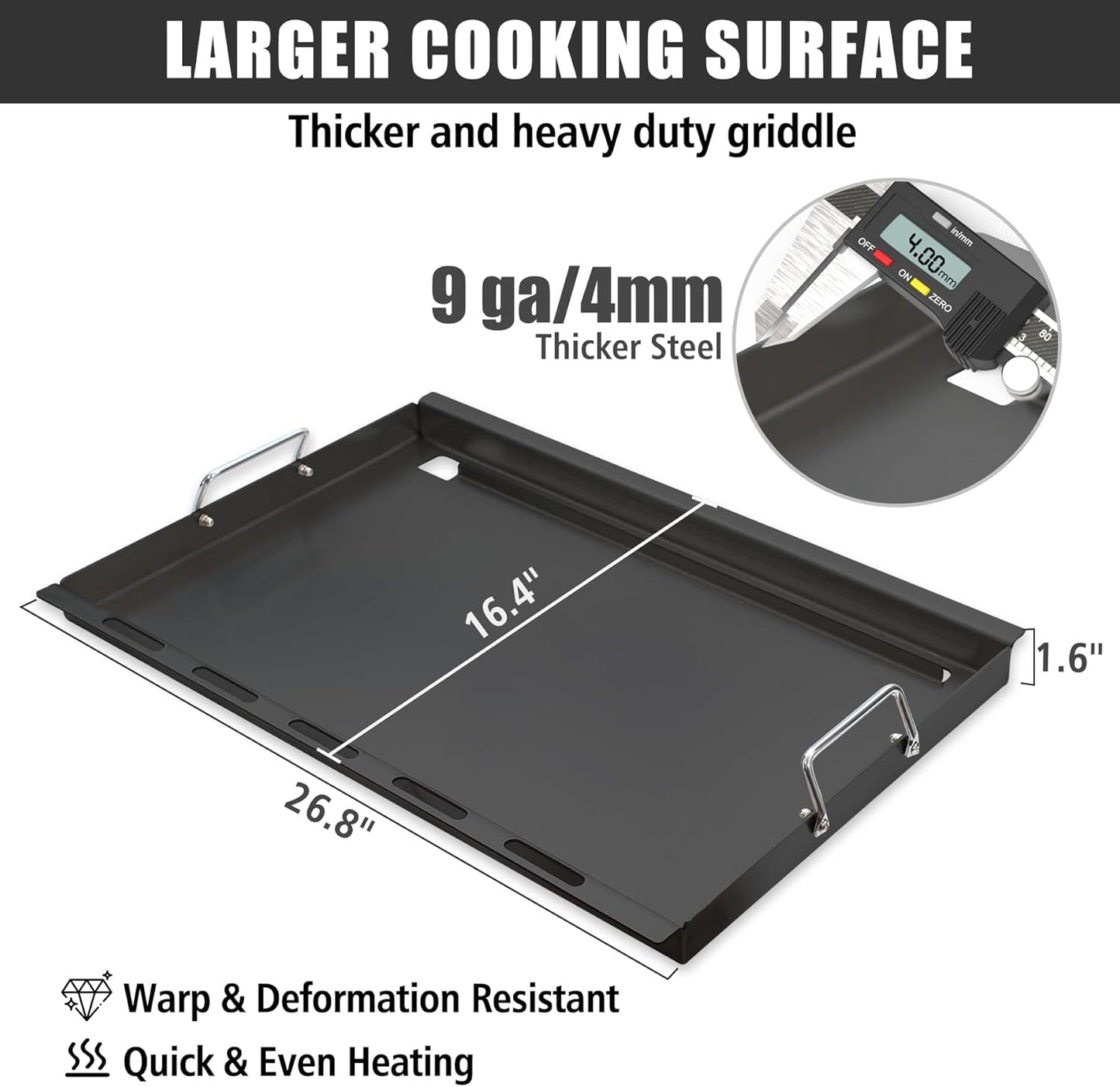 Dyna Glo Grill Parts DGF493BNP DGH474CRP Griddle Inserts - Carbon Steel Flat Top Griddle for DGB494SPB DGB495SDP-D DGB495SPD