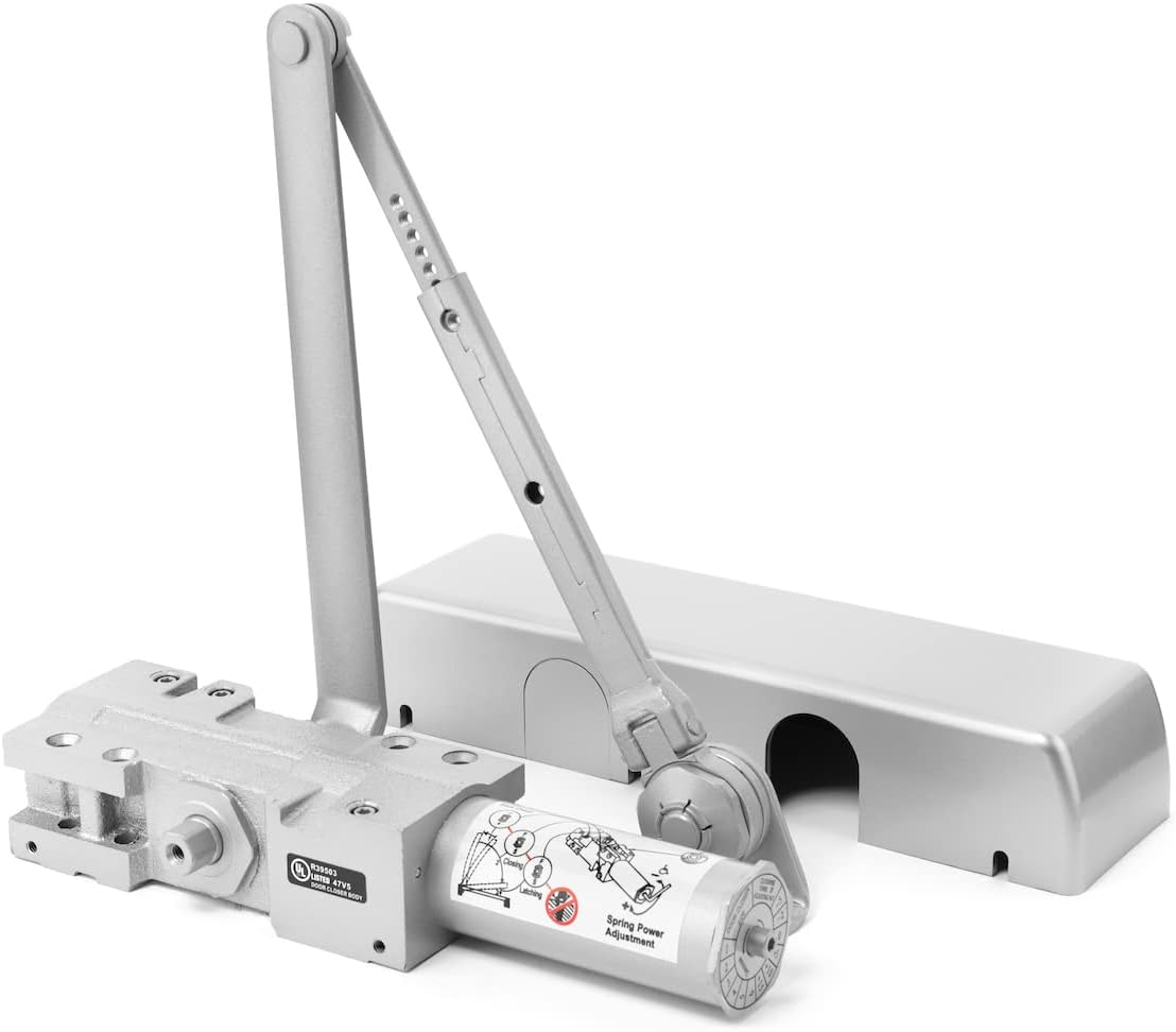 Dynasty Hardware Series 4401 Hold Open Arm Door Closer - Heavy Duty Commercial Grade, ADA Compliant, Adjustable Spring - Sprayed Aluminum Finish