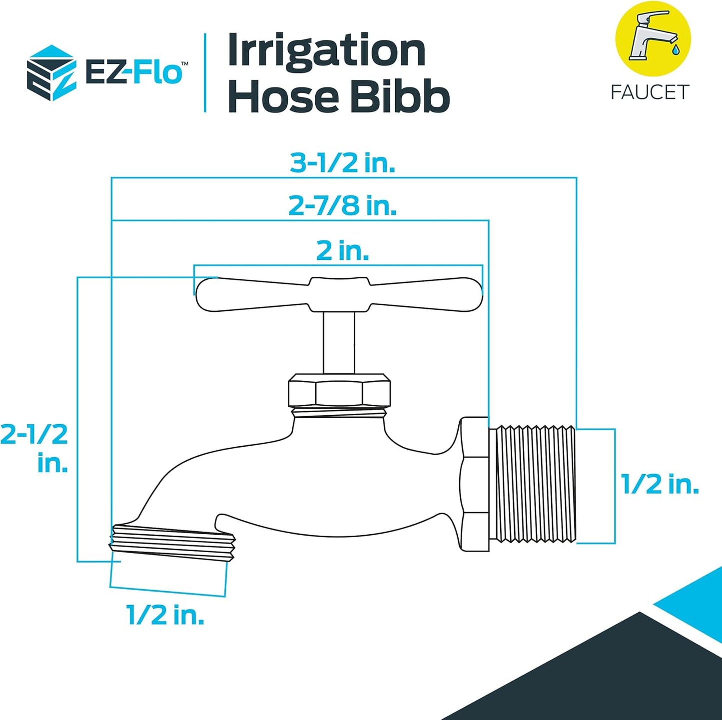Eastman 20181 Brass Irrigation Hose Bibb with 1/2 Inch MIP and MHT Connections