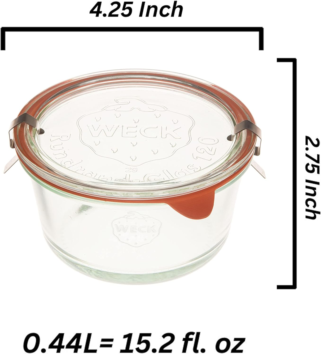 Eco-Friendly Weck Canning Jars Set of 2 with Airtight Glass Lids - Medium Size Food Storage Containers - Transparent Mold Jars for Preservation and More