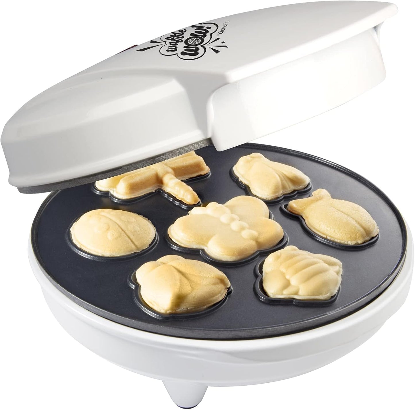Electric Bug Waffle Maker - Make 7 Insect Shaped Pancakes - Nonstick Waffler Iron for Kids - Beetle, Ladybug, Bee & More - Fun Breakfast Treat