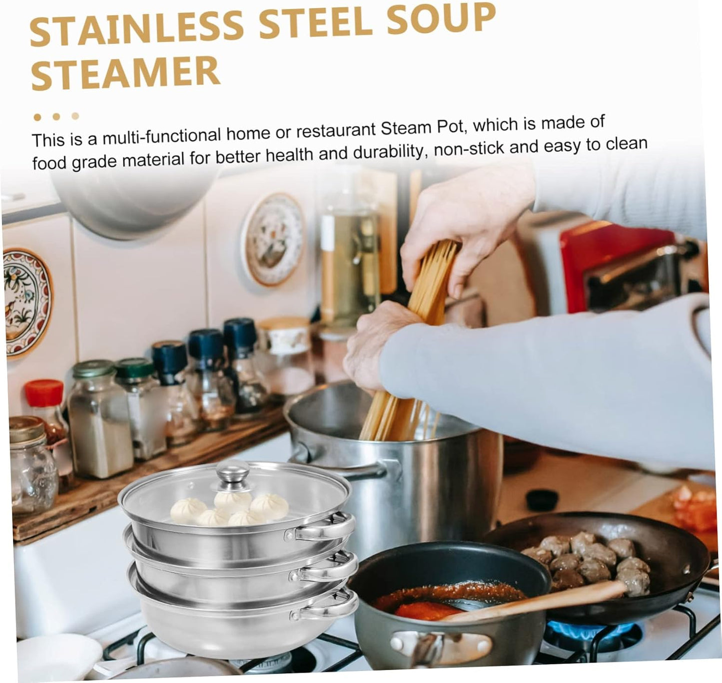 Electric Cookware Set with Amphora Making Tin Kettles and Steam Insert Pot Rack - Kitchen Griddle, Steamer, and Oven Pot with Lid - Cooking Stockpots and Glass Silver Hob