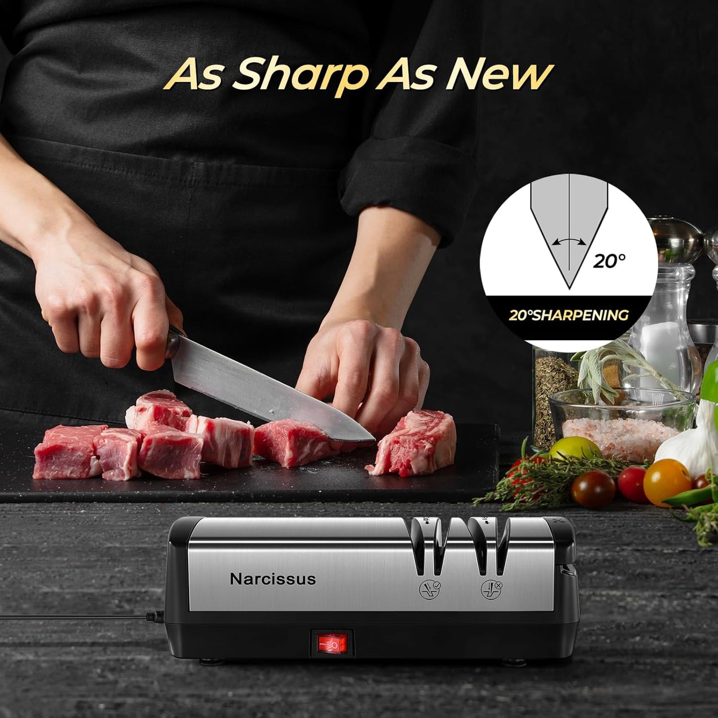 Electric Diamond Abrasives Knife Sharpener for Stainless Steel and Ceramic Knives with Scissors Sharpener - Quick Sharpening & Polishing