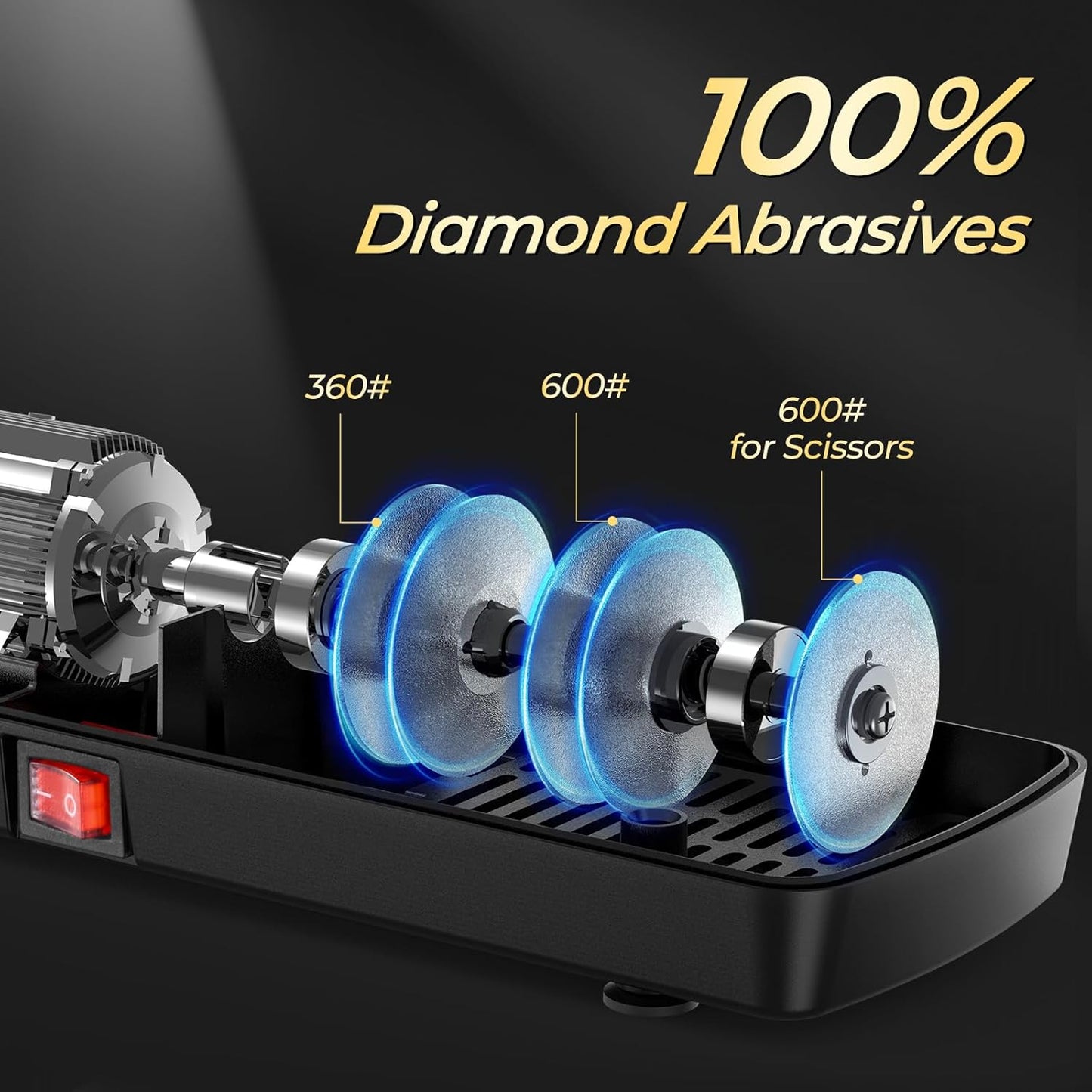 Electric Diamond Abrasives Knife Sharpener for Stainless Steel and Ceramic Knives with Scissors Sharpener - Quick Sharpening & Polishing