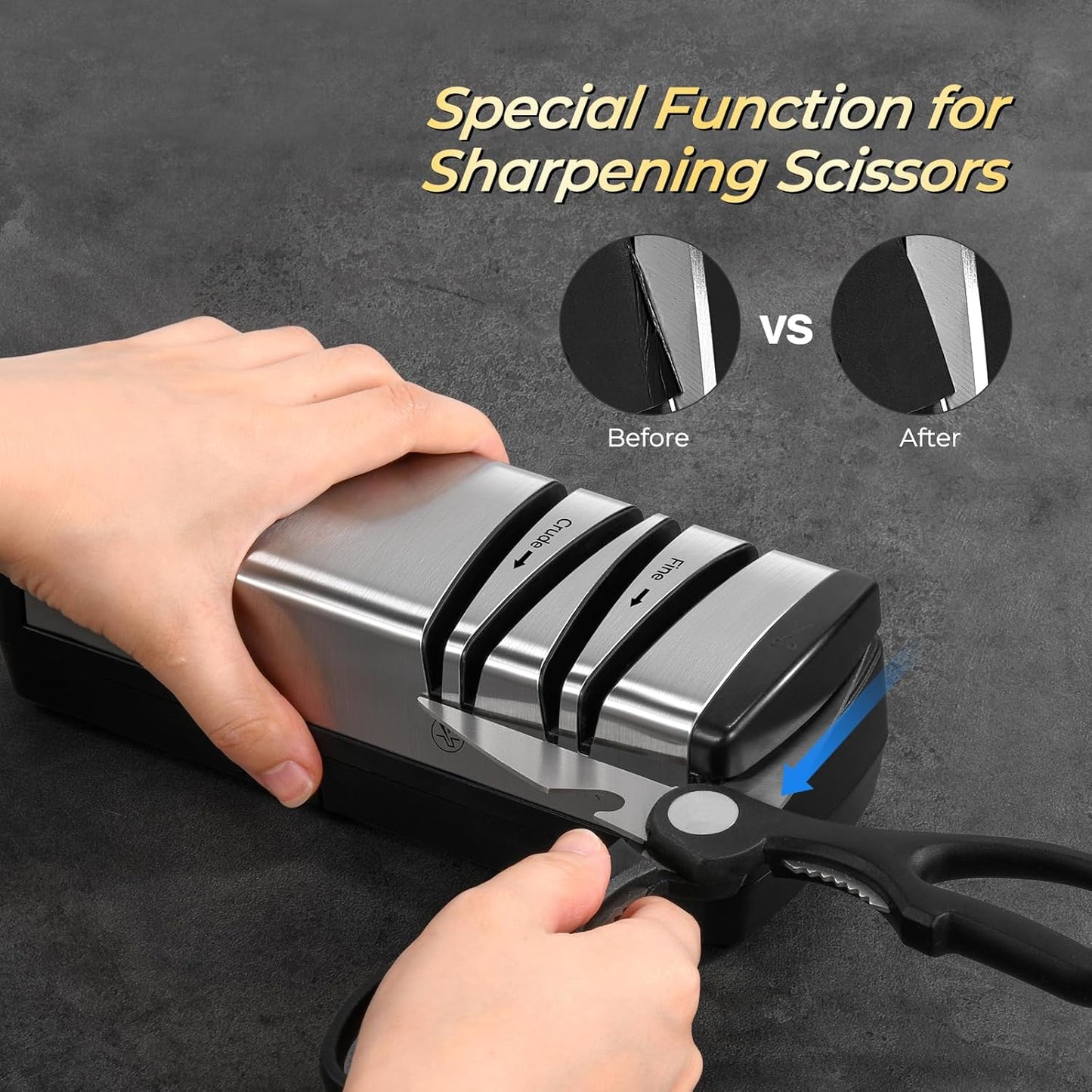 Electric Diamond Abrasives Knife Sharpener for Stainless Steel and Ceramic Knives with Scissors Sharpener - Quick Sharpening & Polishing