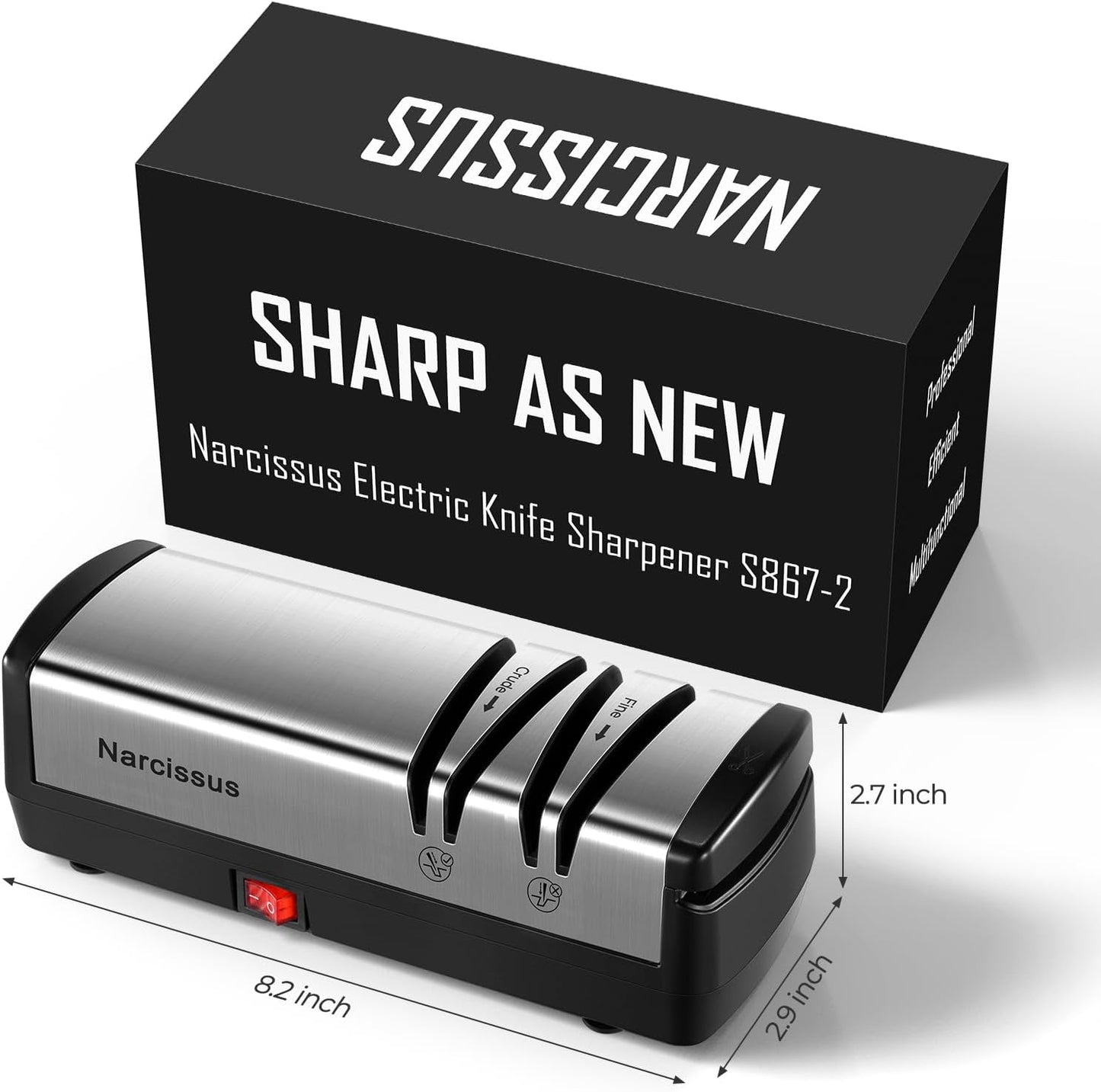 Electric Diamond Abrasives Knife Sharpener for Stainless Steel and Ceramic Knives with Scissors Sharpener - Quick Sharpening & Polishing