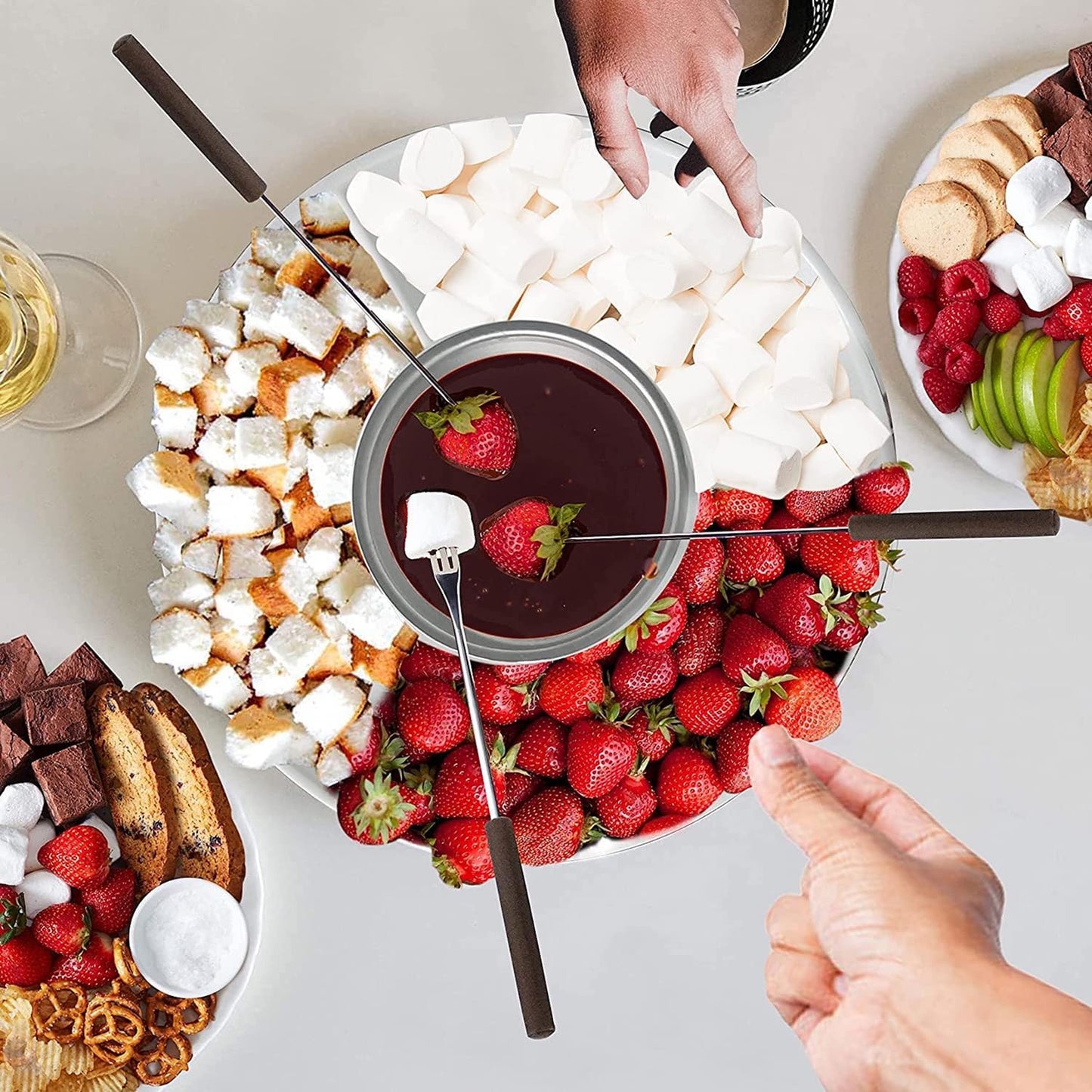 Electric Fondue Pot Set for Chocolate and Cheese with Dipping Forks, Temperature Control, 9-ounce Bowl - Ideal for Chocolate and Cheese Melts