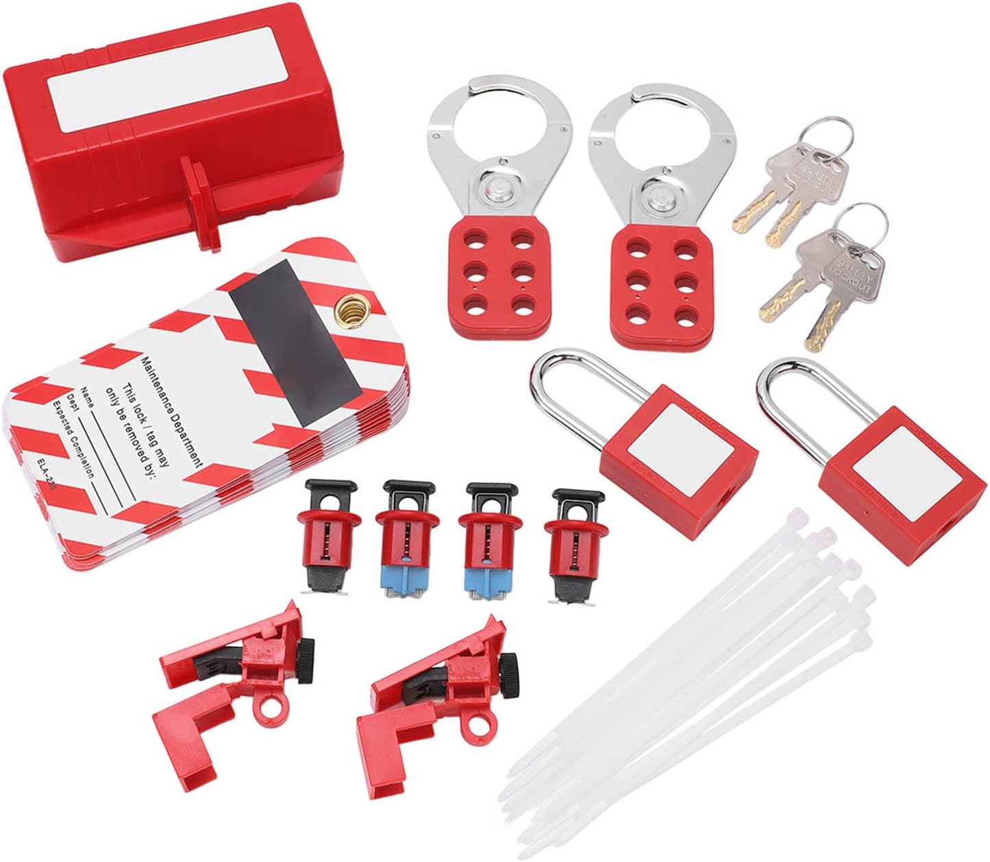 Electrical Circuit Breaker Lockout Tagout Kit with Safety Padlock and Hasps for Industry, Automobile, Chemical, Electric Power