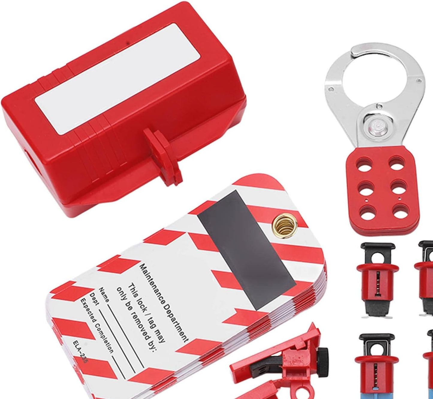 Electrical Circuit Breaker Lockout Tagout Kit with Safety Padlock and Hasps for Industry, Automobile, Chemical, Electric Power